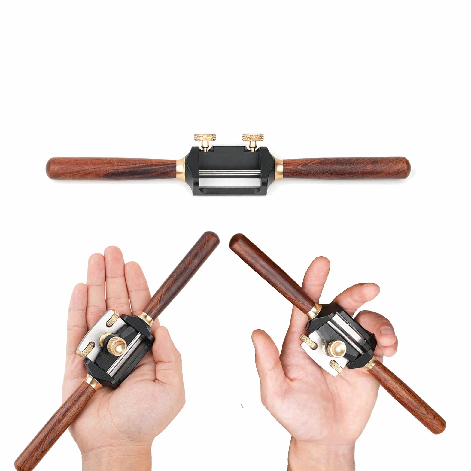 Pialla a Mano, Pialla da Taglio per Legno Strumento Manuale per Rifinitura Regolabile 210 mm Lmpugnatura in Palissandro Larghezza lama 42 mm Acciaio Inossidabile 440C