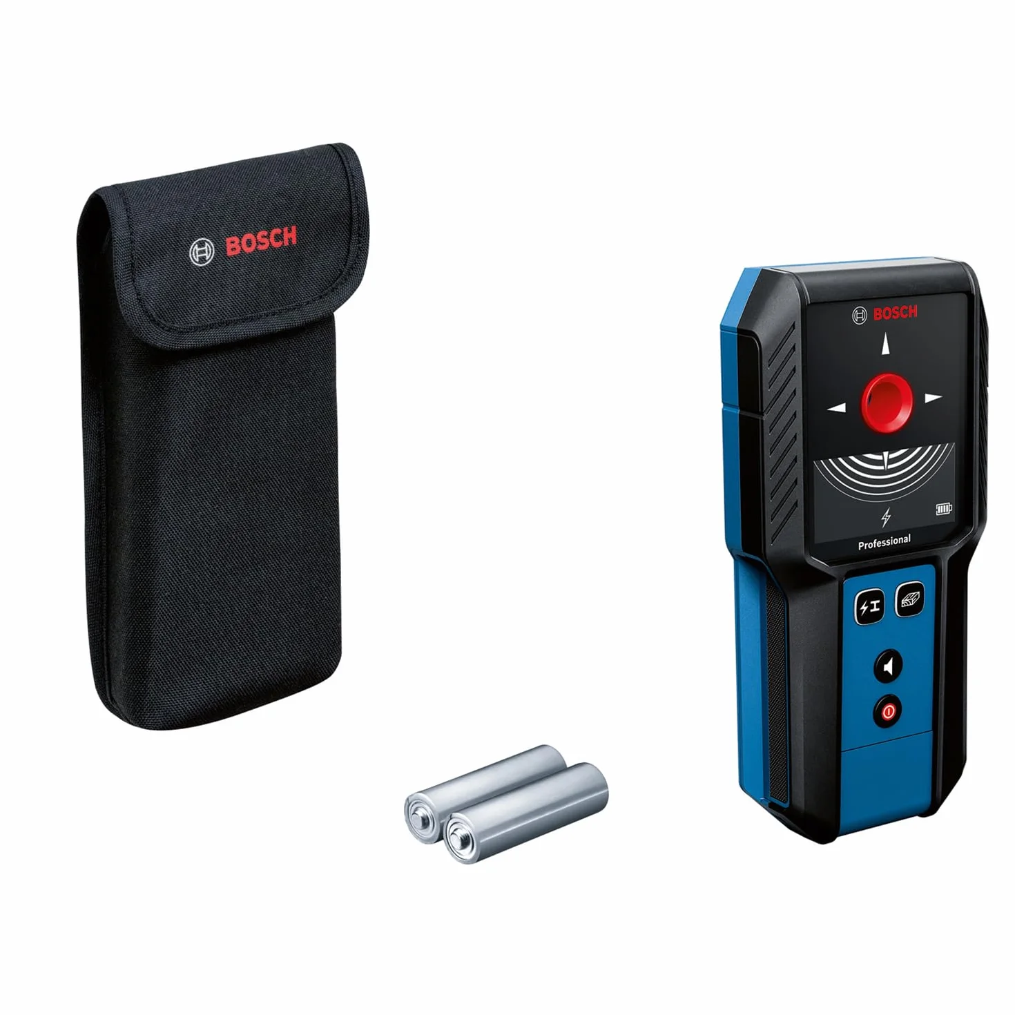 Bosch Professional Wallscanner GMS 100-23 (profondità di rilevazione max. metalli non magnetici/metallo magnetico/cavi sotto tensione: 100/80/ 50 mm, 2 batterie AA, custodia)