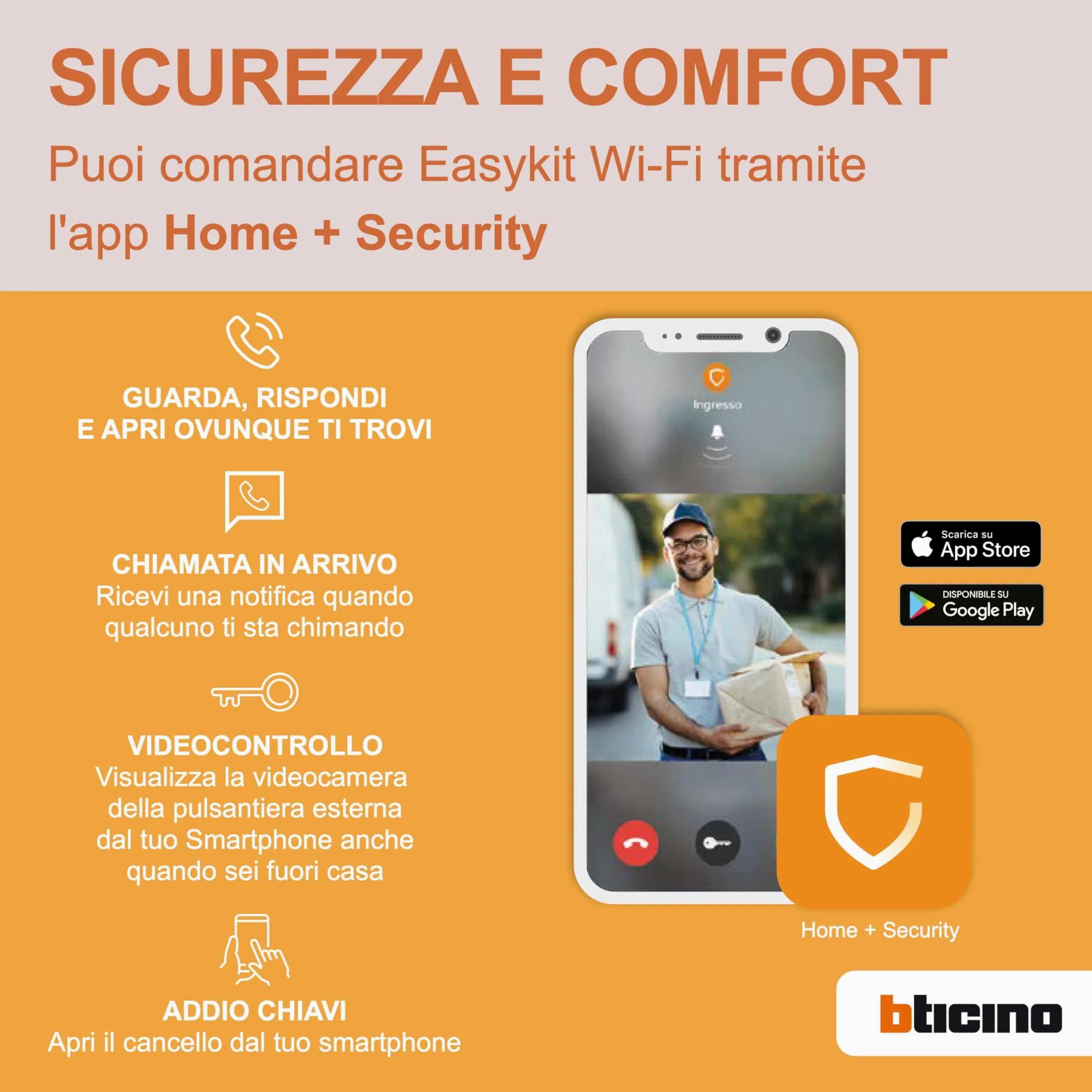 BTICINO 310913 Videocitofono Easykit WiFi, Kit Monofamiliare Espandibile, Senza Fili, Monitor Smart 7" a Colori, Pulsantiera con Visione Notturna, Controllo Accessi da Smartphone, App Home+Security