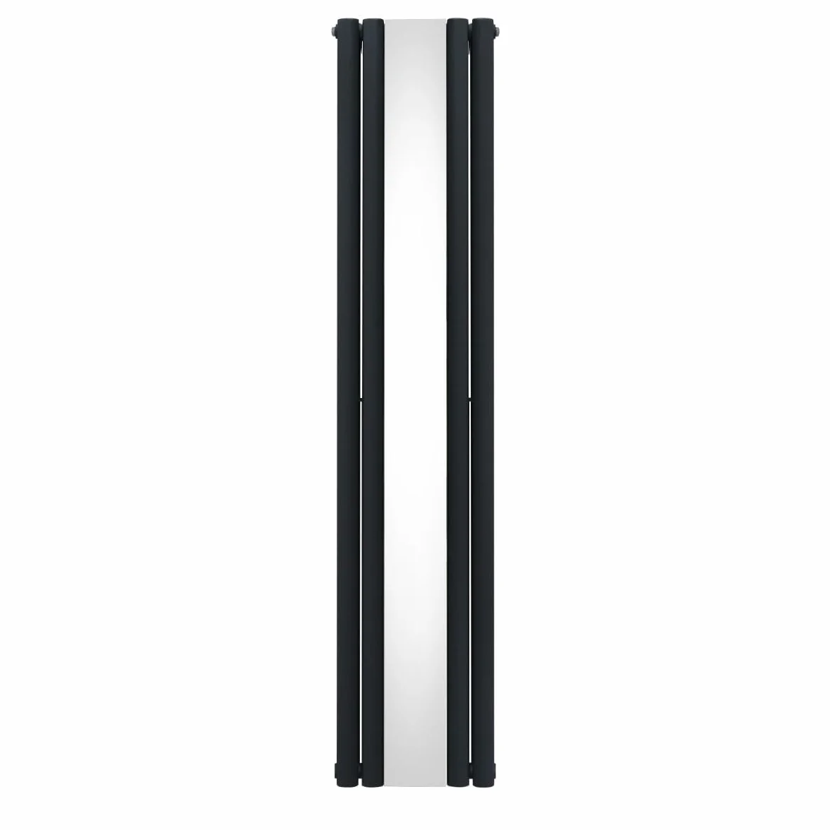 Radiatore a Colonna Ovale e Specchio Integrato 1800 x 380mm, Moderno Verticale Doppia Colonna Acciaio al Carbonio Grigio Antracite Opaco, Cucina Soggiorno Bagno [Spazzola, Attacchi Murali e Supporti
