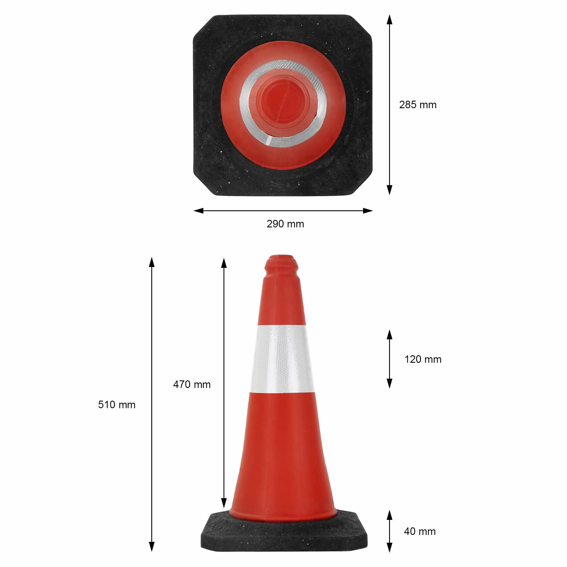 ECD Germany Set 20x Coni Stradali Segnaletici per Il Traffico da 51 cm Rosso e Bianco Coni con Strisce Bianche Riflettenti Piloni con Base Pesante di Avvertimento Cono di Marcatura di Segnalazione