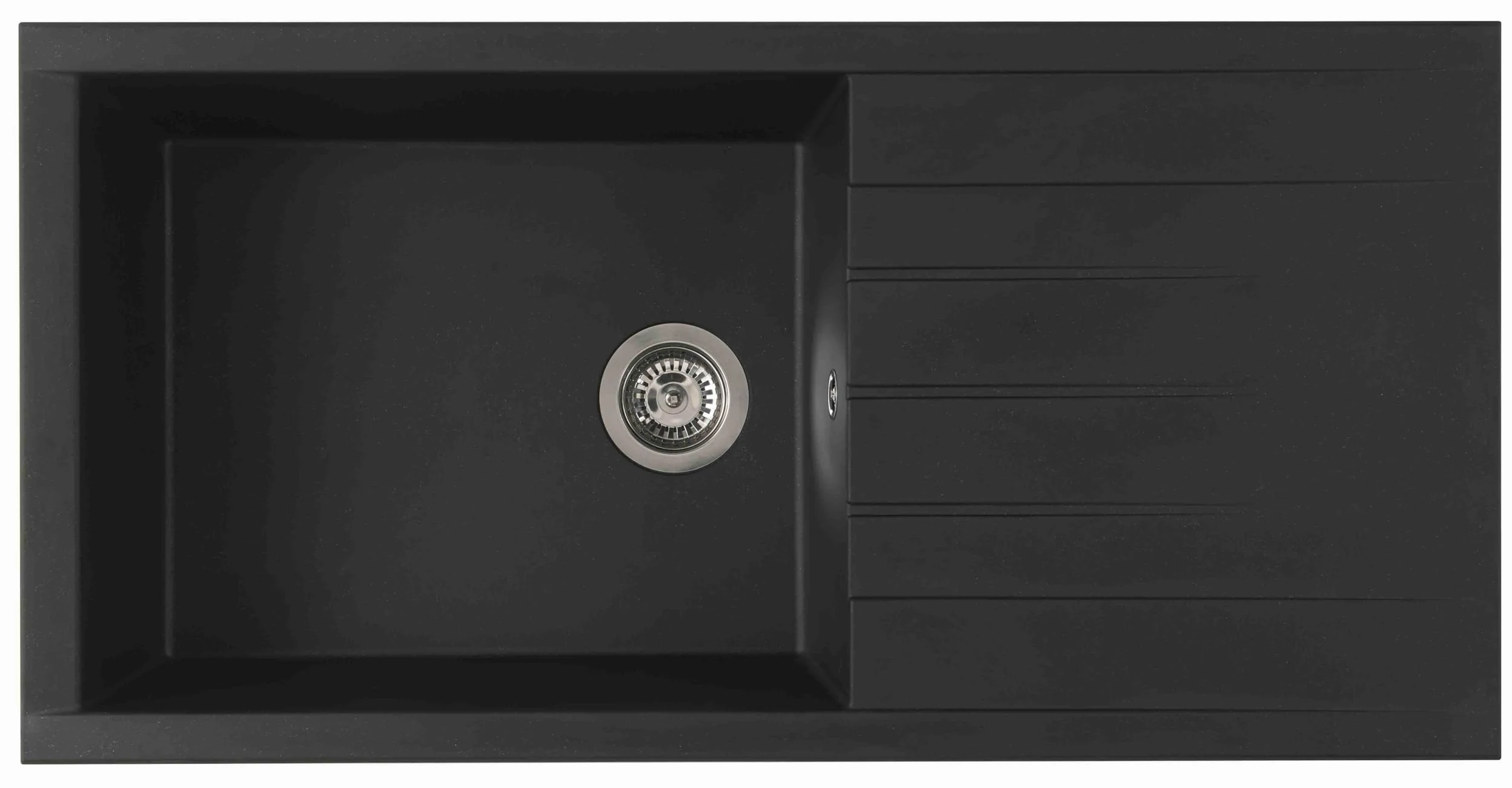 Respekta Houston Lavello in Mineralite nero/Lavello da incasso a 1 vasca da 100 x 50 cm/Lavello adatto a mobili sottolavello a partire da 60 cm di larghezza / HOUSTON100X501BS