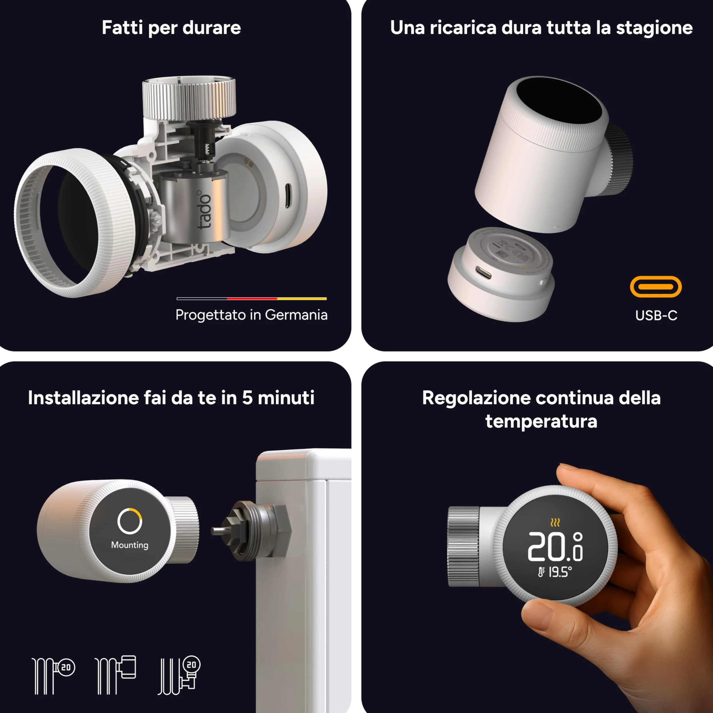tado° termostato intelligente X, controllo del riscaldamento tramite app e smart speaker (Alexa, Siri, Google Assistant), installazione fai da te