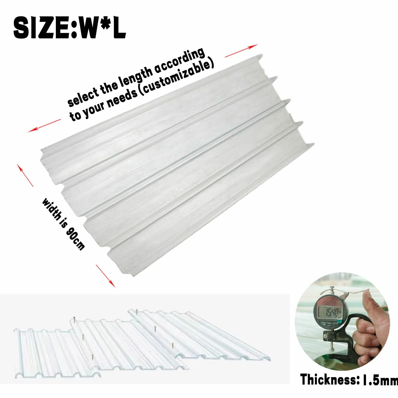 Pannello per Tetto Trasparente Ondulato per Serre e tettoie, Copertura in FRP Resistente ai Raggi UV, Soluzione di Copertura per spazi Esterni.