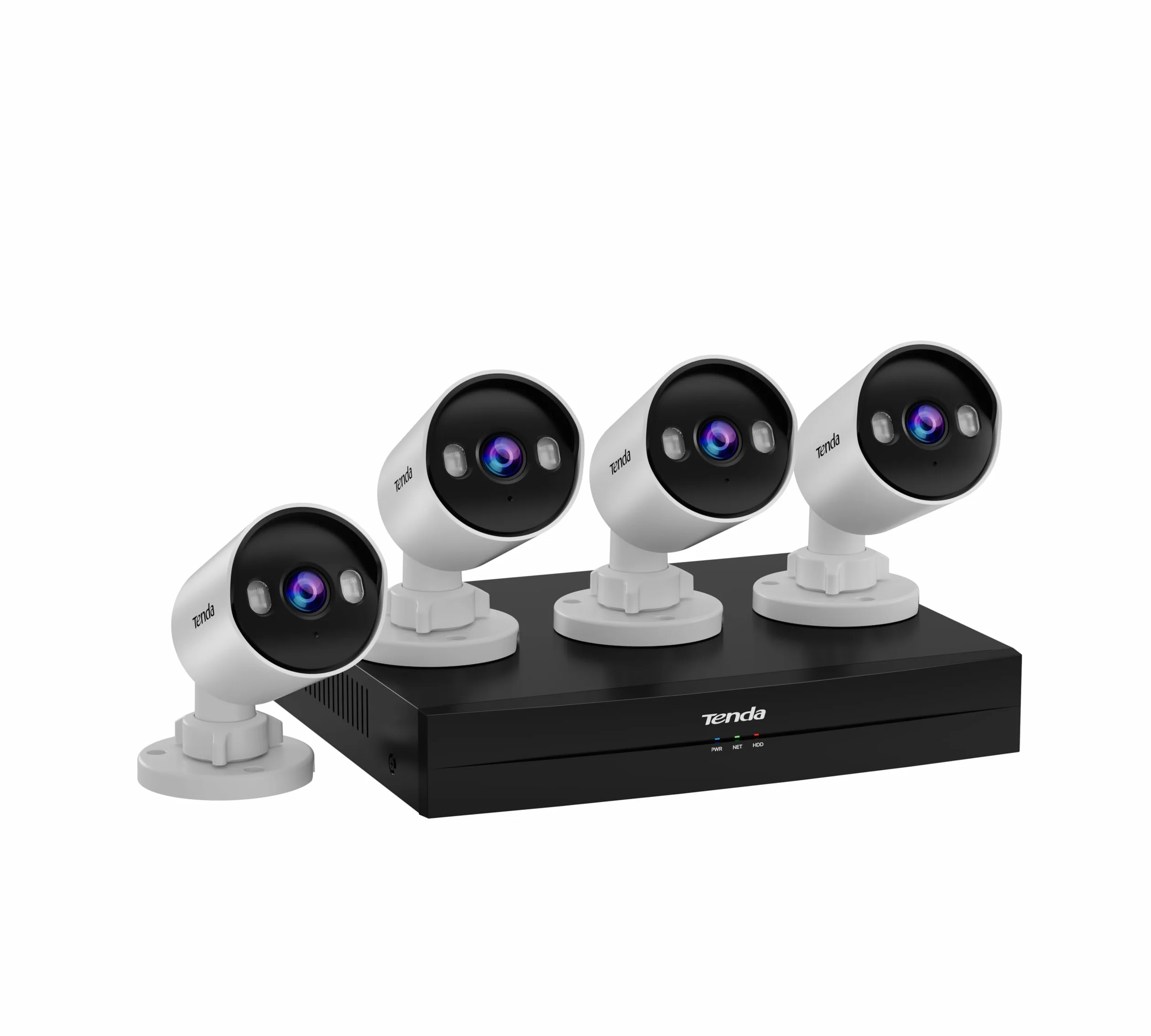 Tenda Kit di videosorveglianza PoE per esterni con 4 telecamere da 4 MP e 1 NVR, HDD da 1 TB (supporta fino a 10 TB) per videosorveglianza 24/7, telecamera IP PoE con rilevamento AI delle persone, vis