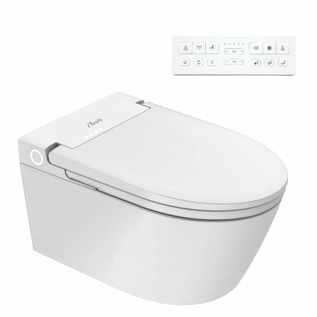 Nashi EOS WC da parete giapponese, bidet da incasso, luce notturna, sedile riscaldato, acqua calda e asciugatura, WC giapponese intelligente
