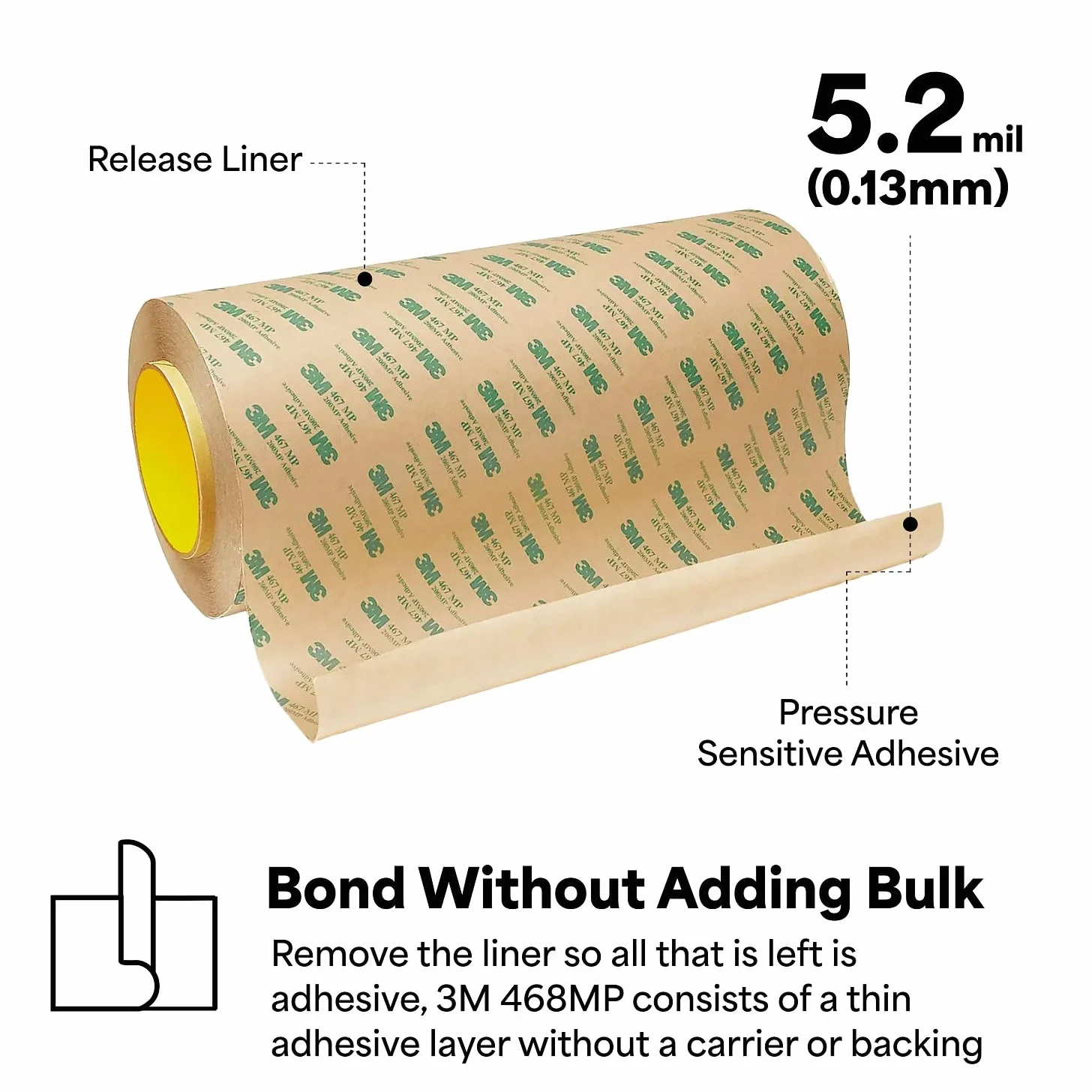 Tapecase 468 MP 20,3 cm x 54,9 m High performance adhesive transfer tape, convertito da 3 m 468 MP, 20,3 cm x 54,9 m rotolo