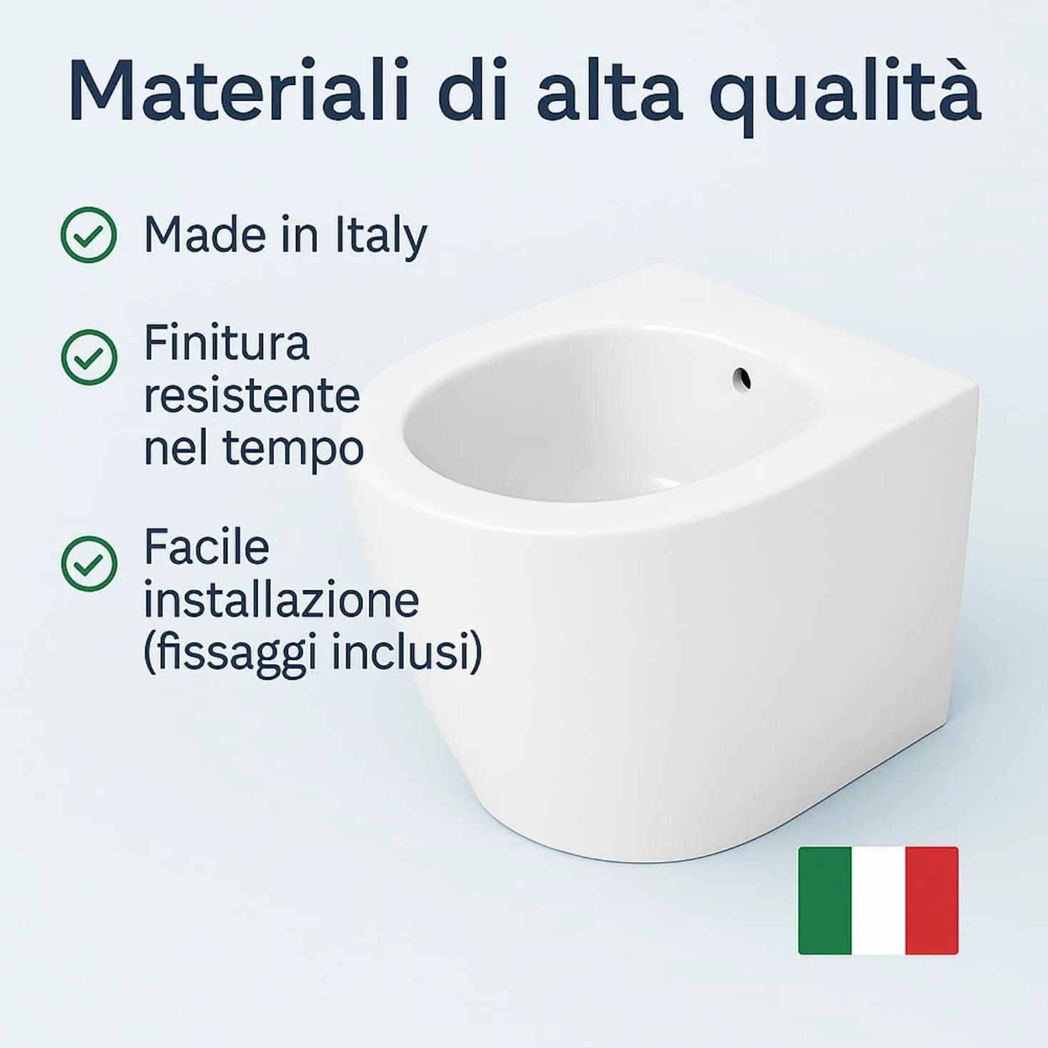 Bidet Filo Muro Infinity Bianco Lucido, Made in Italy – Sanitari Bagno Filomuro Moderni a Terra, Design Elegante e Raffinato - Facile Installazione, Alta Qualità e Comfort (Bidet, Bianco Lucido)