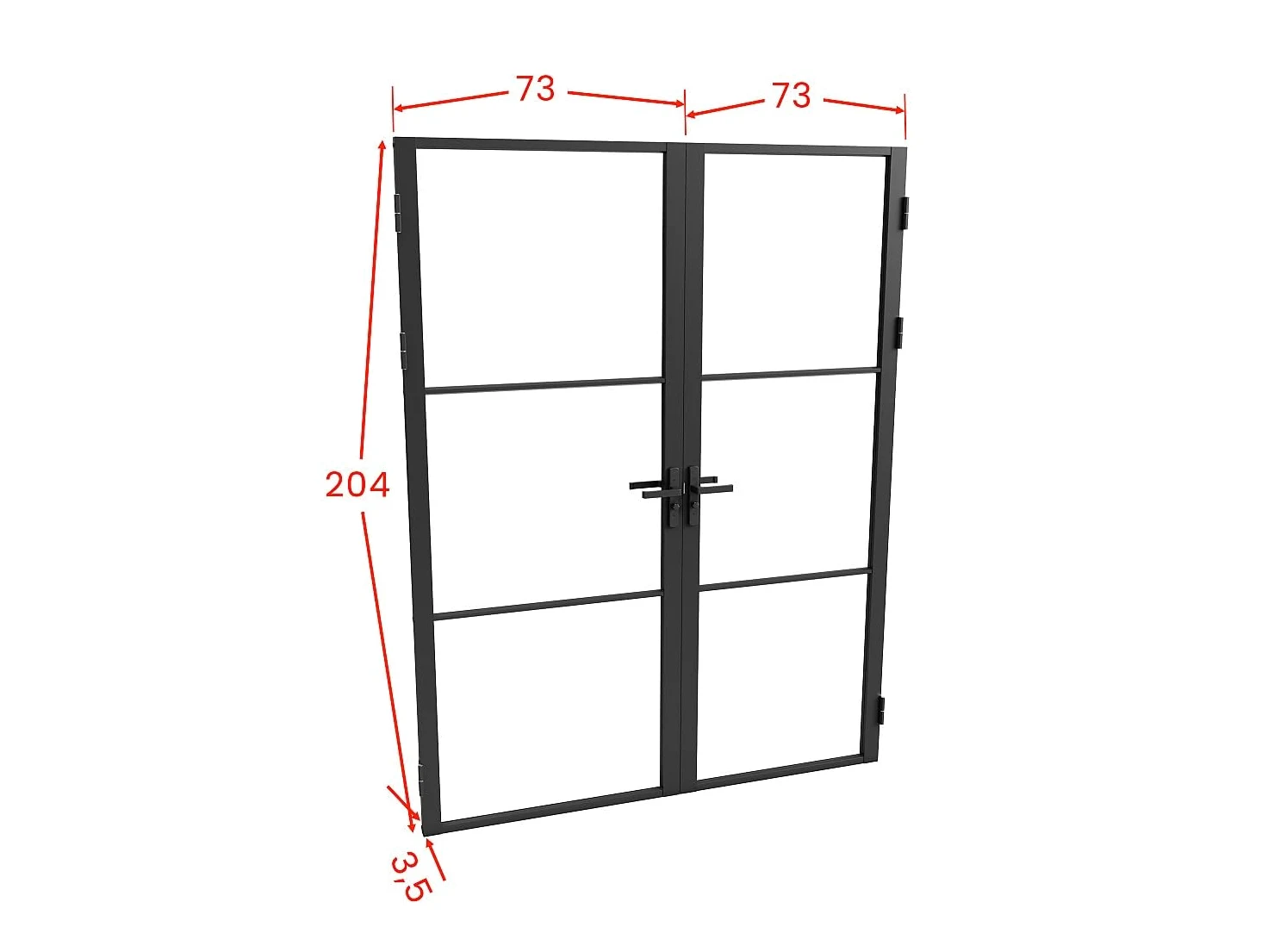 Vente-unique - Blocco porta reversibile a due battenti H204 cm x L146 cm in Alluminio e Vetro temperato - MASERU
