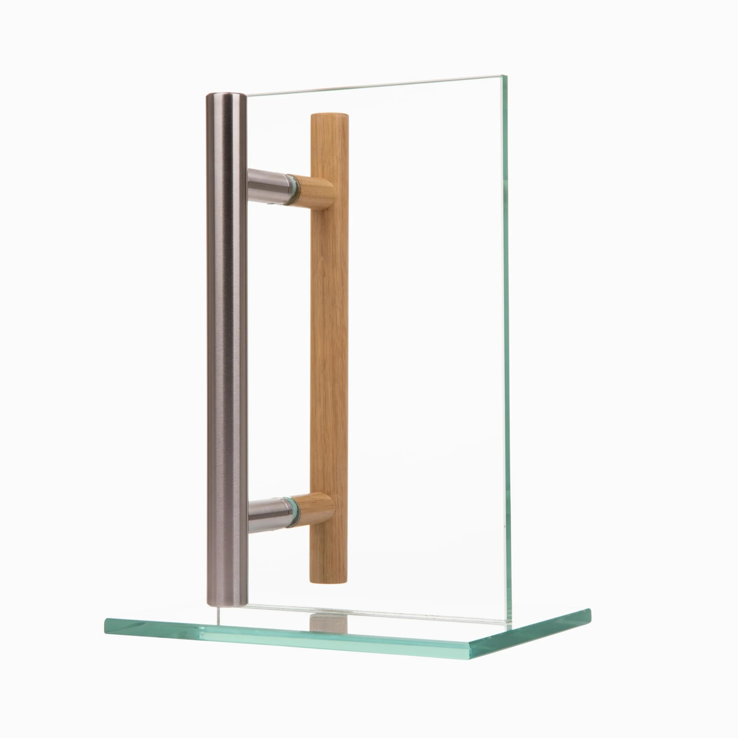 MLS Maniglia per sauna e SPA, Coppia di Maniglie per Porte, Sensazione Piacevole al Tatto, Combinazione di Maniglie in Acciaio Inox e Legno, per Porte Interne in Vetro e Legno, 600 mm