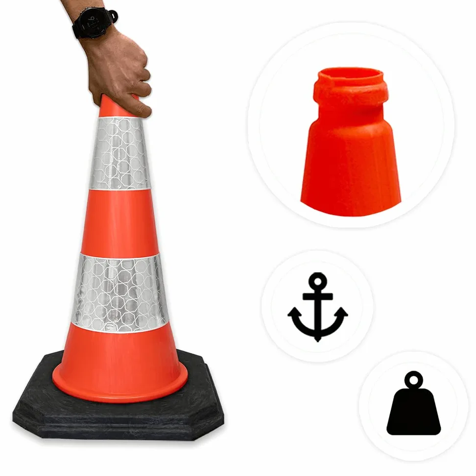 Coni segnaletici di Street Solutions, coni stradali per divieto di sosta. Base bilanciata e stabile, ideali per uso domestico e commerciale, design ad alta visibilità, confezione di 5 coni da 76 cm