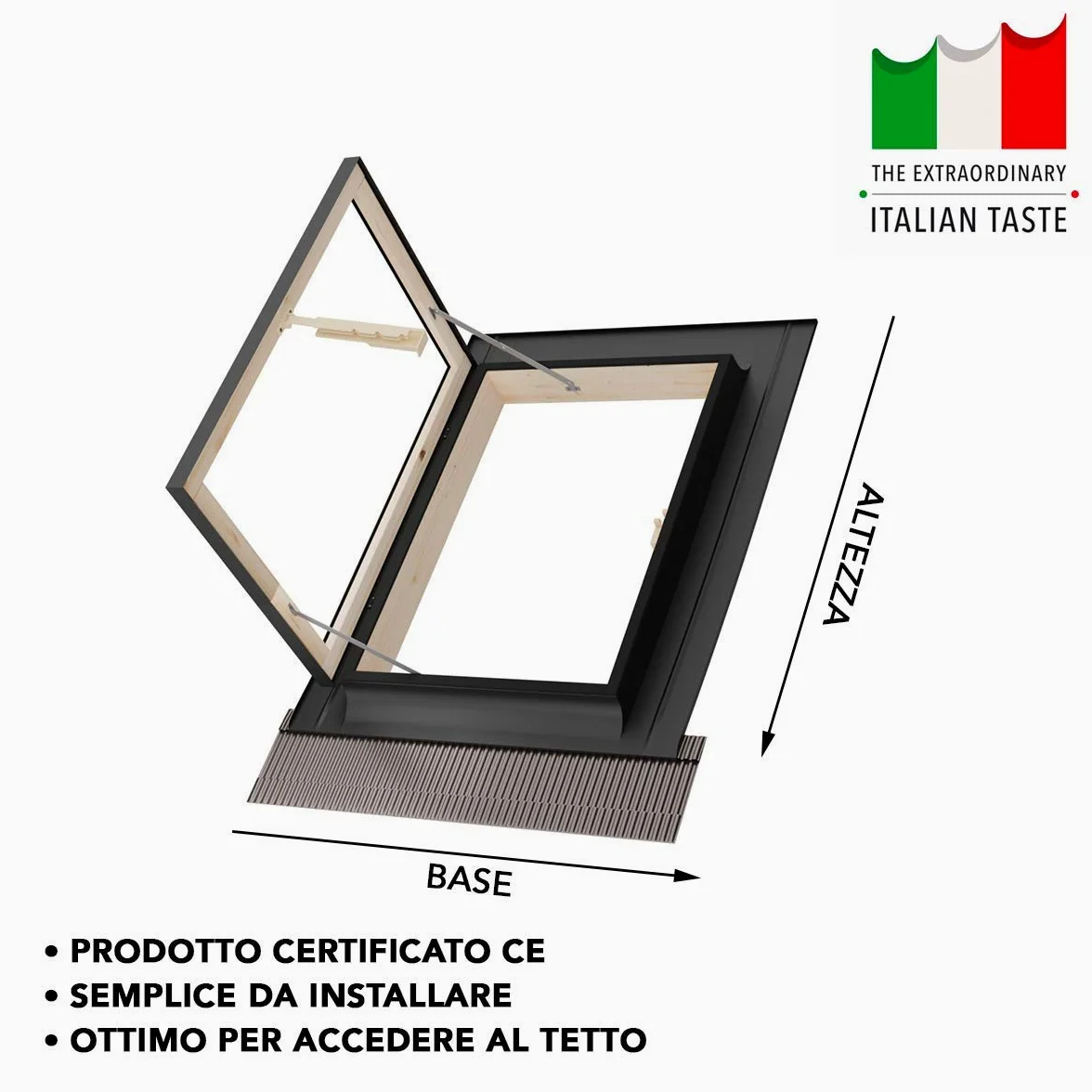 Emica Lucernario Best apertura Libro Doppia Vetrata (45x55 Base x Altezza)