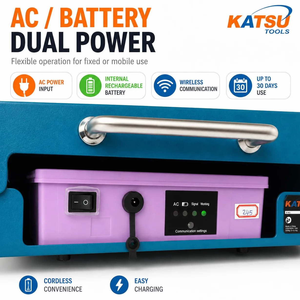 KATSU Tools Bilancia digitale wireless in acciaio 500KG 50x60cm