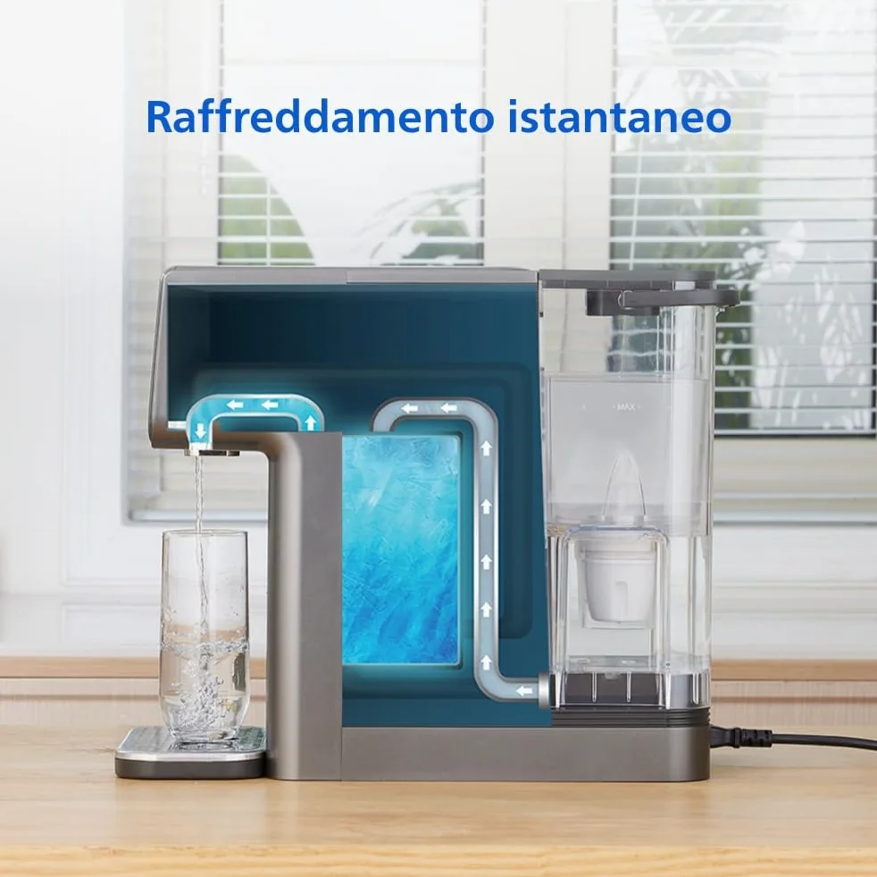 Philips 3500 Series Erogatore di Acqua Calda e Fredda con Filtrazione Taste+, Acqua Filtrata Calda e Fredda in Pochi Secondi, Protezione Antibatterica UV-C, Nessuna Installazione Necessaria
