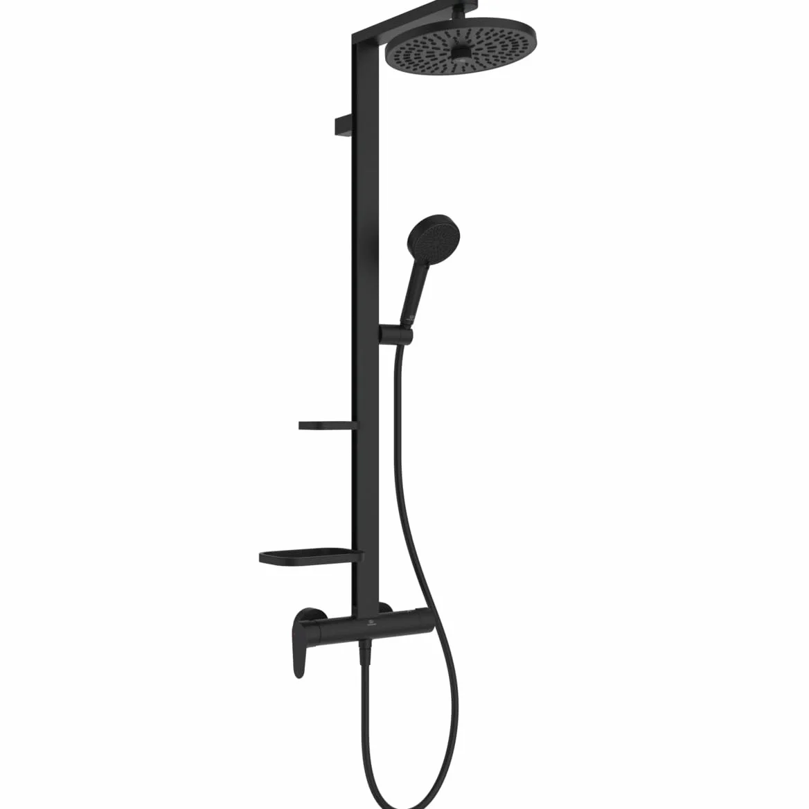 Ideal Standard Ceraflow Alu+ Colonna doccia, Realizzato con l'100% di alluminio riciclato, doccia a risparmio idrico con getti variabili e protezione antiscottatura – Nero Opaco (356x501x1113 mm)
