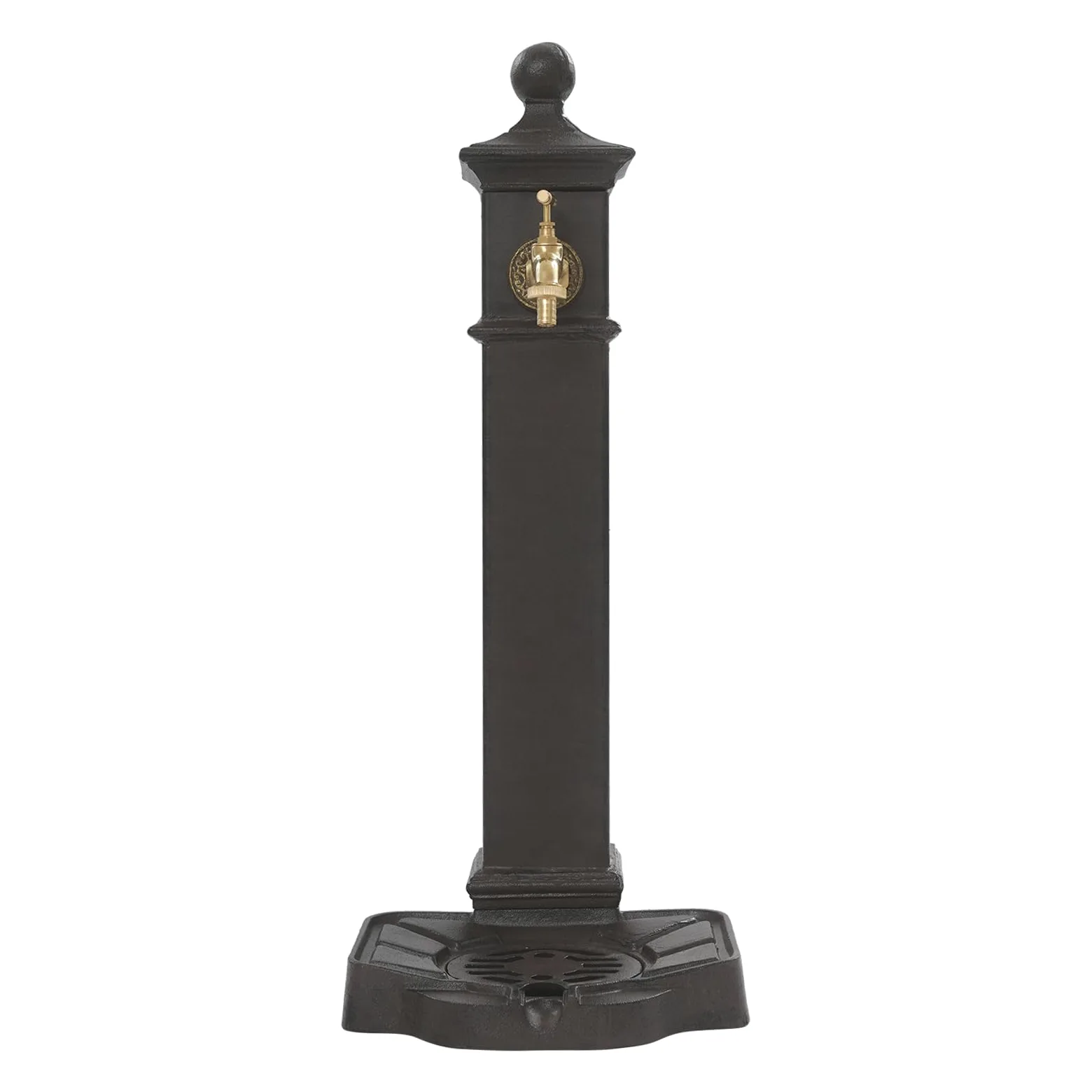 Colonna d'acqua marrone ruggine per esterni, con rubinetto, fondo autoportante, colonna d'acqua retrò, per giardino, fattoria, salice, cortile, 33 x 29,5 x 74 cm