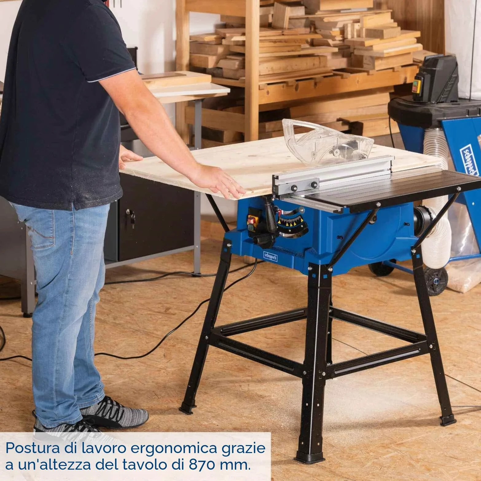 Scheppach Sega circolare da tavolo HS110 | 2000 W | Lama Ø254 mm | Altezza di taglio fino a 87 mm | Allargamenti da tavolo | Viene fornito con protezione lama, guida angolare e guida parallela