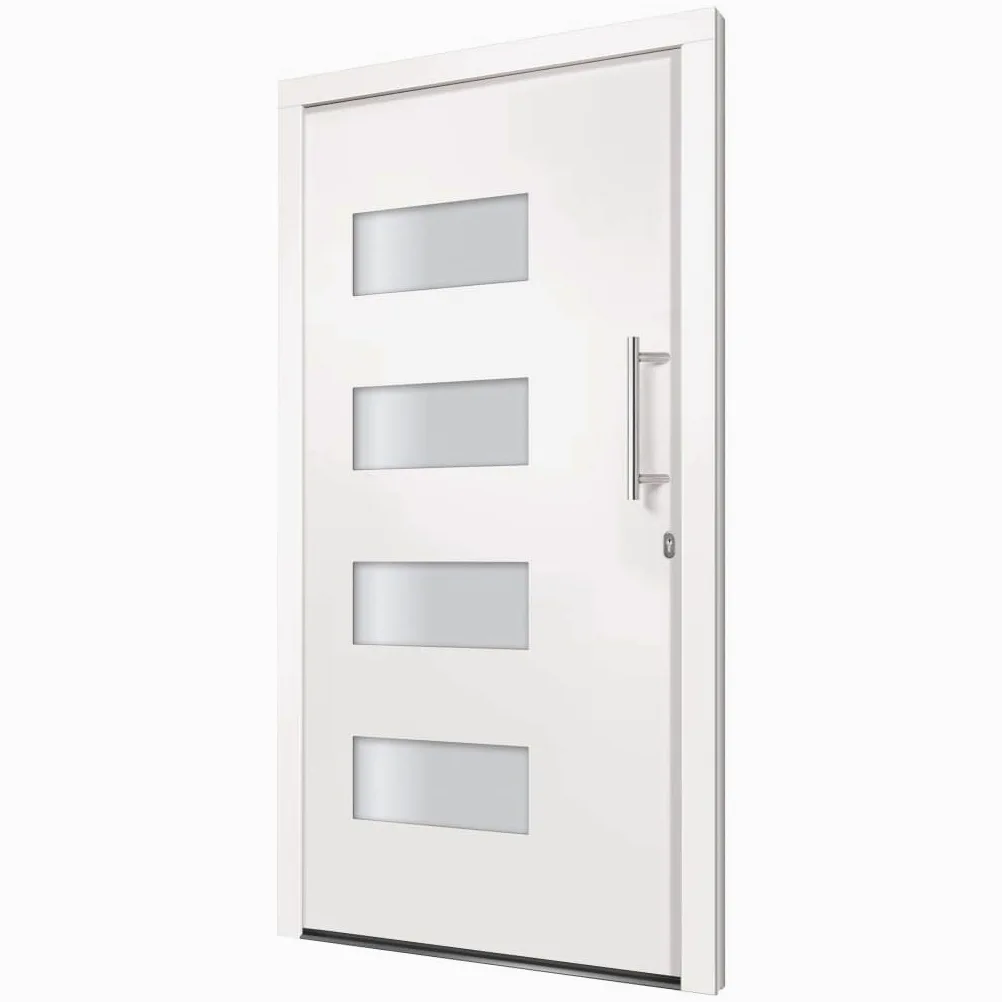 vidaXL Porta d'Ingresso in Alluminio e PVC Bianco 110x210 cm