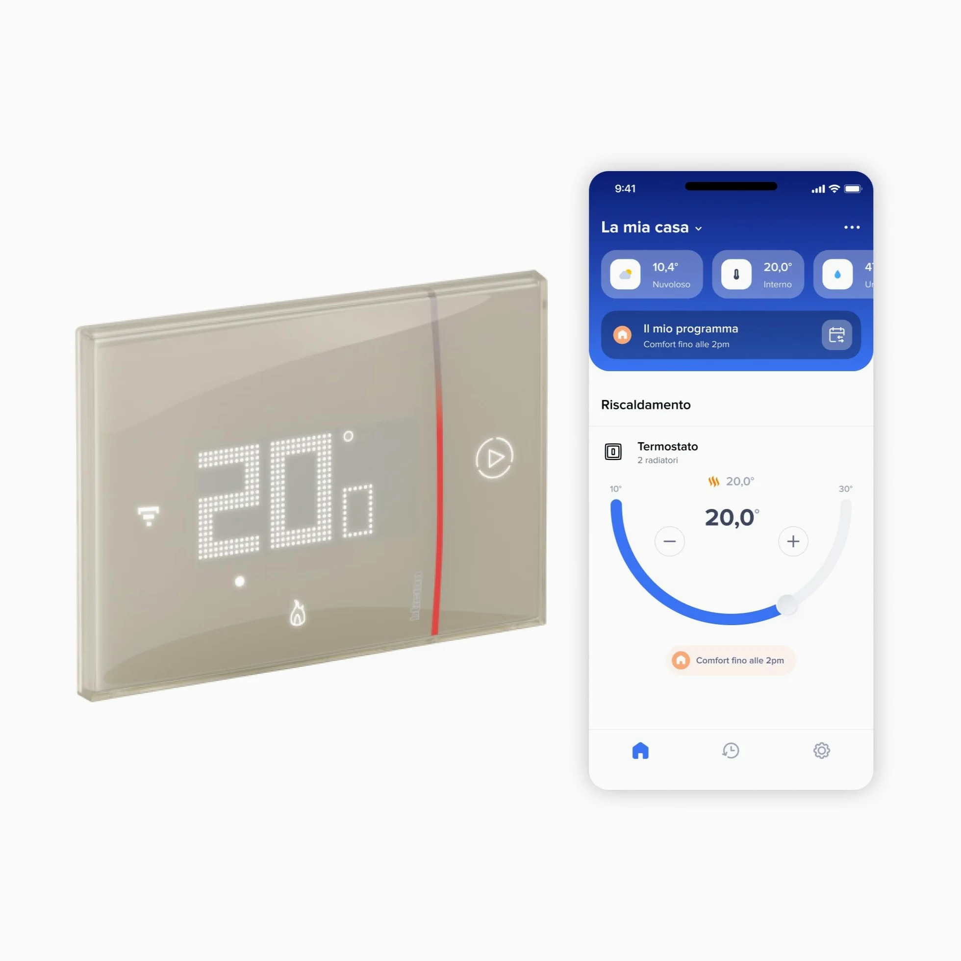 BTICINO SXM8002 Termostato WiFi Smarther2 with Netatmo, Termostato Caldaia da Incasso, Controllo anche da Remoto con App, Alexa, Google Assistant, Apple HomeKit, Programmabile, Risparmio Energetico