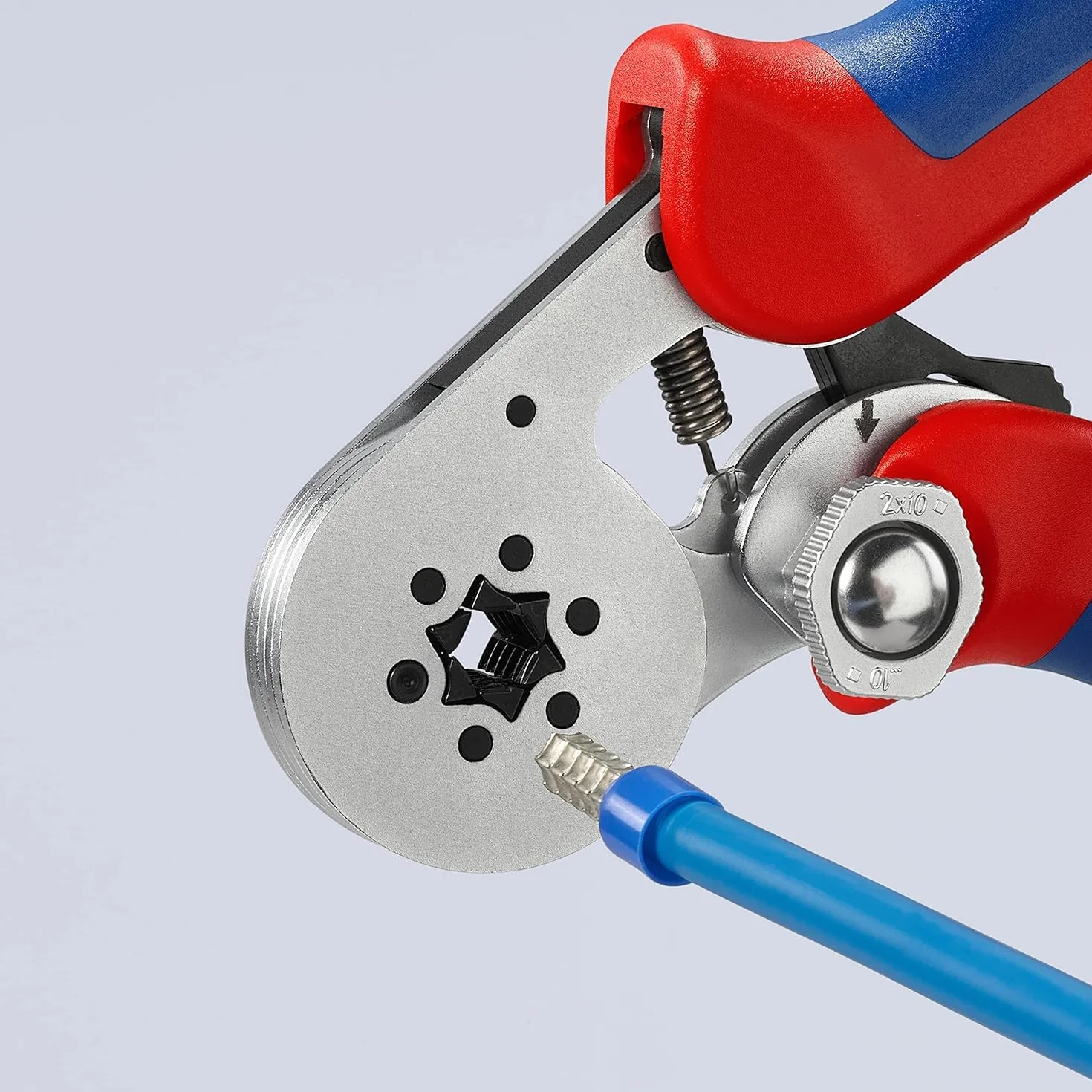 KNIPEX Crimpatrice per terminali a bussola, con regolazione automatica per crimpaggio laterale cromata con impugnature multicomponente 180, 97 55 14