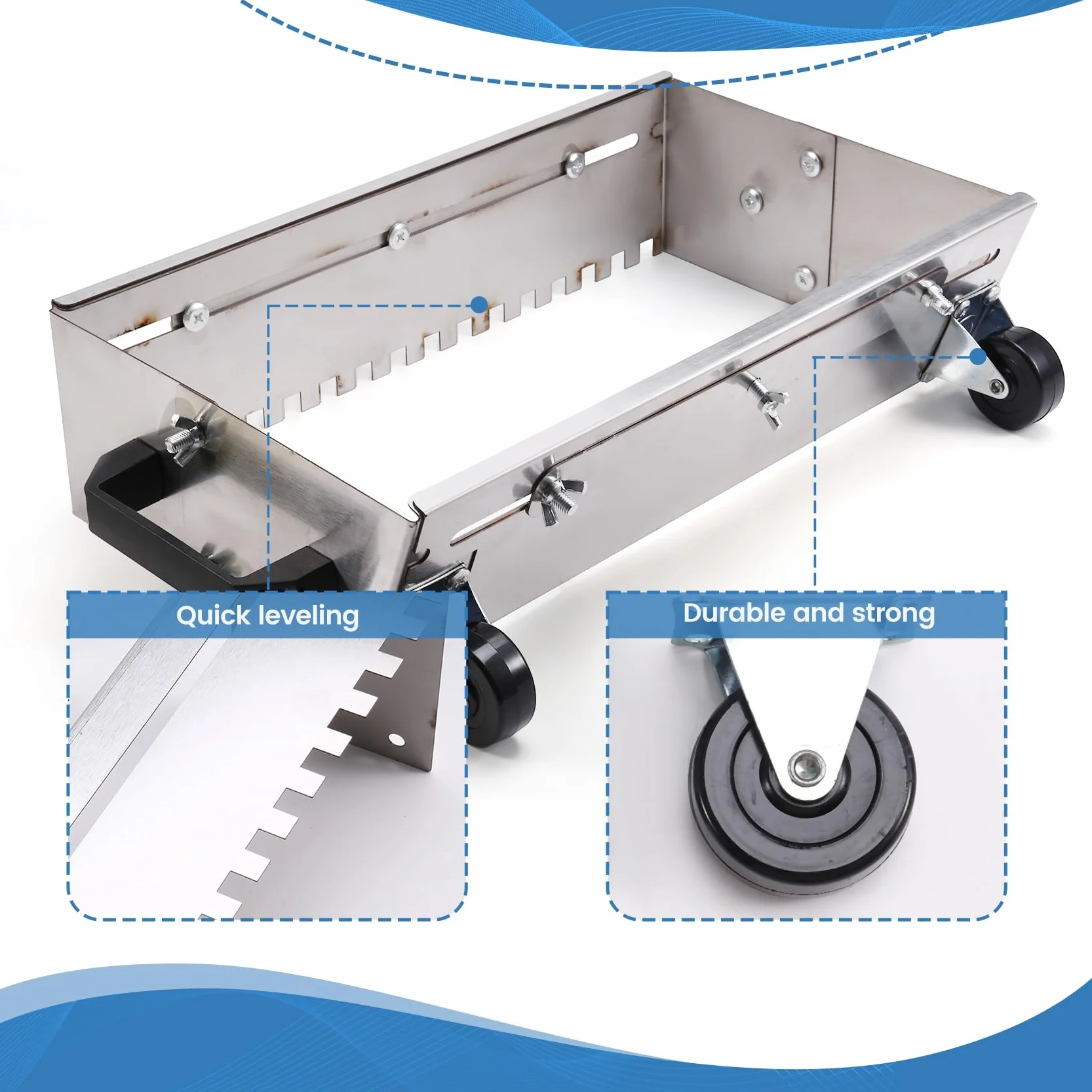 Osmond 400-800mm Pettine Quadro Regolabile per Malta con Denti per Una Rapida Ed Applicazione di Adesivo Pavimento