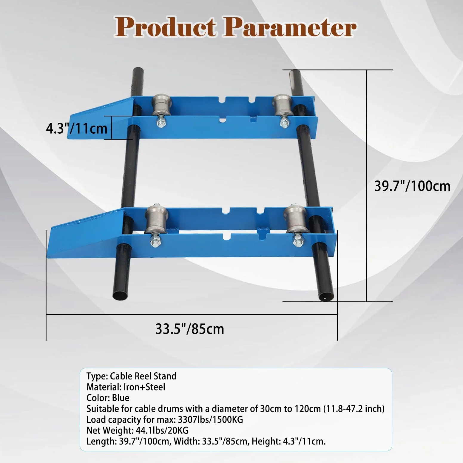Dispensatore di Cavi in Acciaio ad Alta Resistenza, Supporto Rotante 2000 kg Classe Industriale, Svolgitore per Bobine Ø30-120cm, Portabobine Con Rullo Regolabile A 3 Livelli