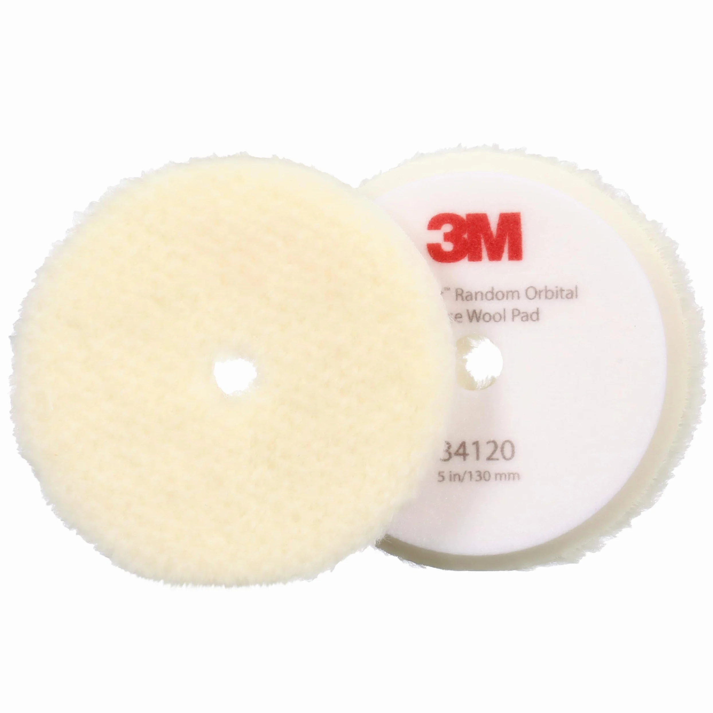 Cuffia in lana per paste abrasive per lucidatrici rotorbitali 3M Perfect It, grana grossa, bianco, 130 mm (5 in), 34120, 2 assorbenti per confezione