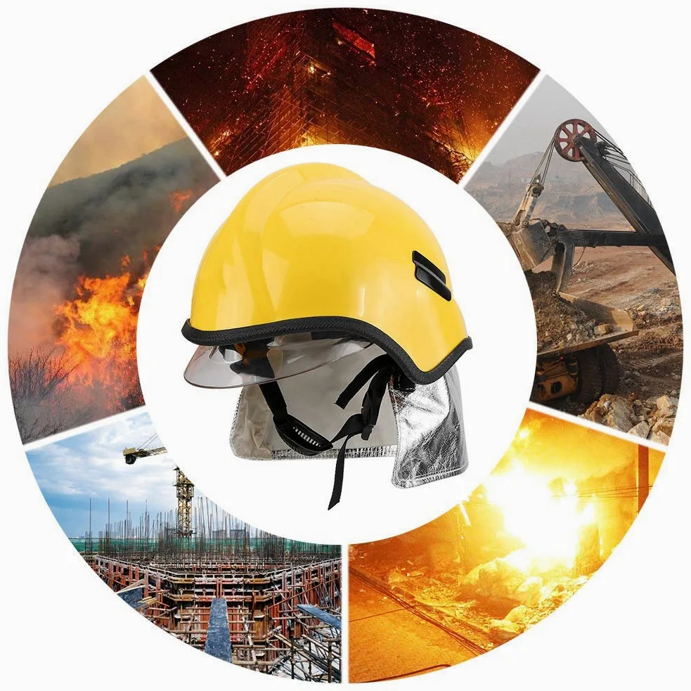 Ejoyous Casco Protettivo Ignifugo, Casco Integrale di Sicurezza Cappello di Salvataggio Resistente Al Calore Copricapo Protettivo per Pompiere