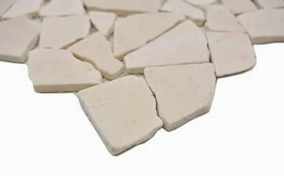 Piastrelle a mosaico in marmo naturale, colore bianco frantumato, MOS44-0104_f