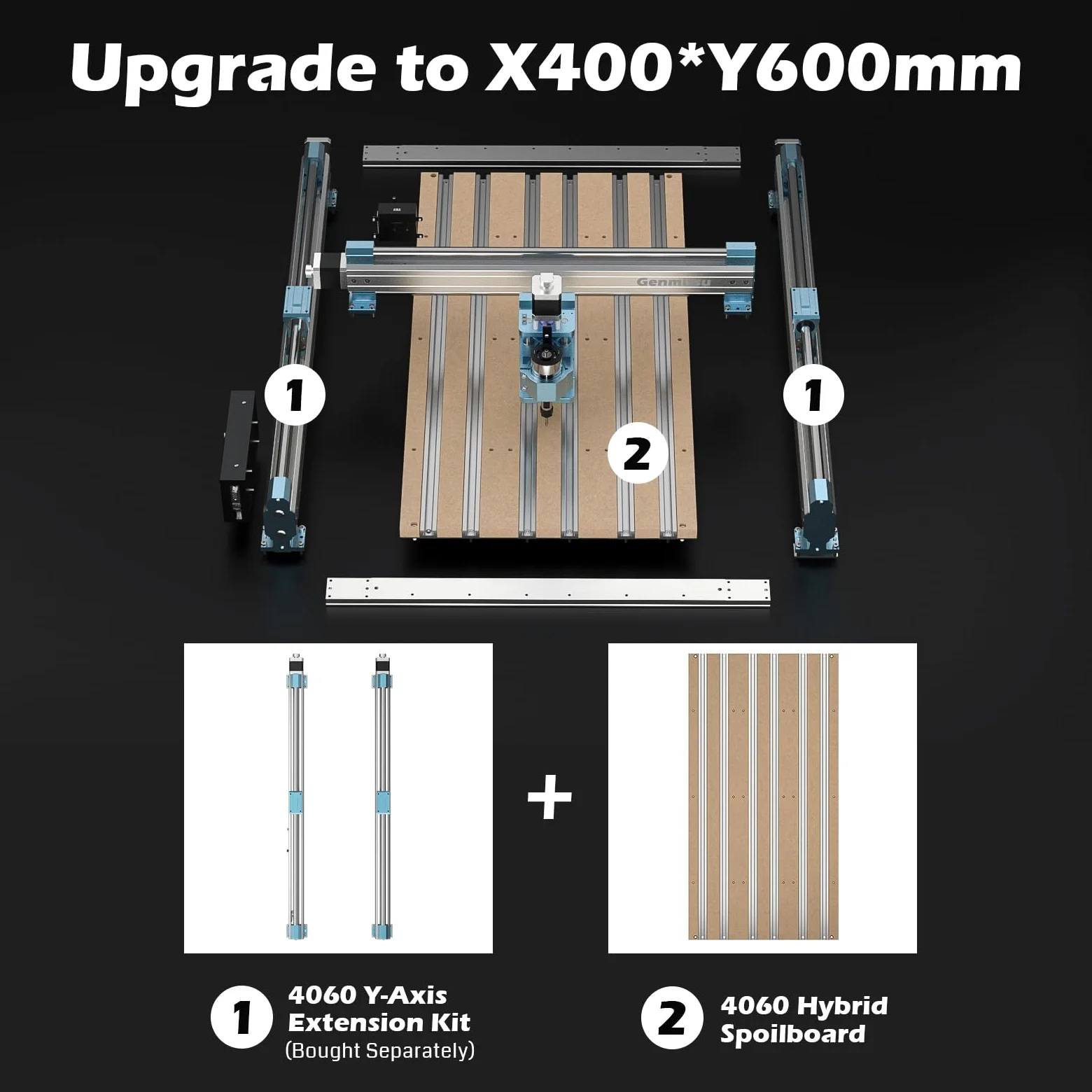 Genmitsu Kit di estensione per asse Y 4040-PRO, aggiornamento 4040 a 4060, accessori CNC per router CNC 4040-PRO, area di lavoro estesa 400 x 600 mm