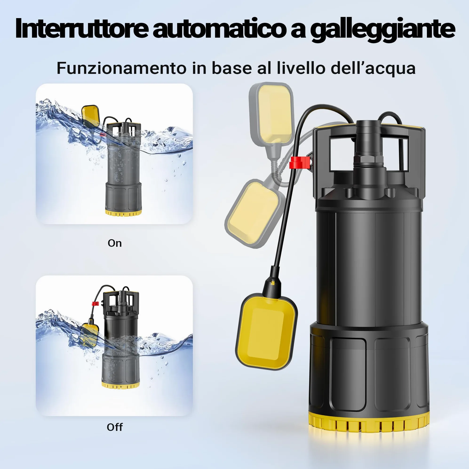 Wiltec Pompa sommersa, 1000W 5500 l/h, prevalenza 30 m, Elettropompa a immersione per pozzi e cisterne