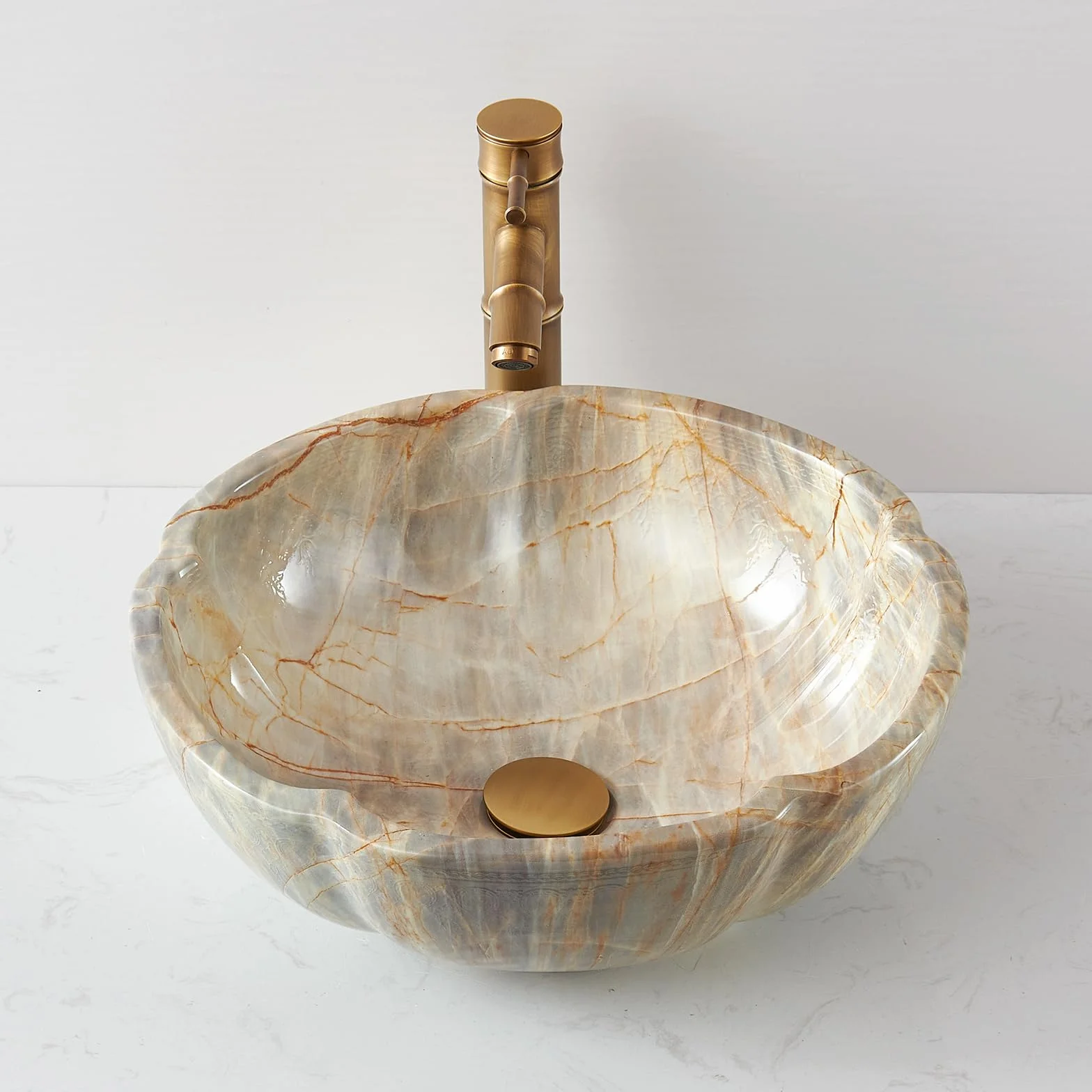 Lavabo da bagno in ceramica FCH7020 a forma di petale, 420 x 150 mm, fatto a mano, colore giada