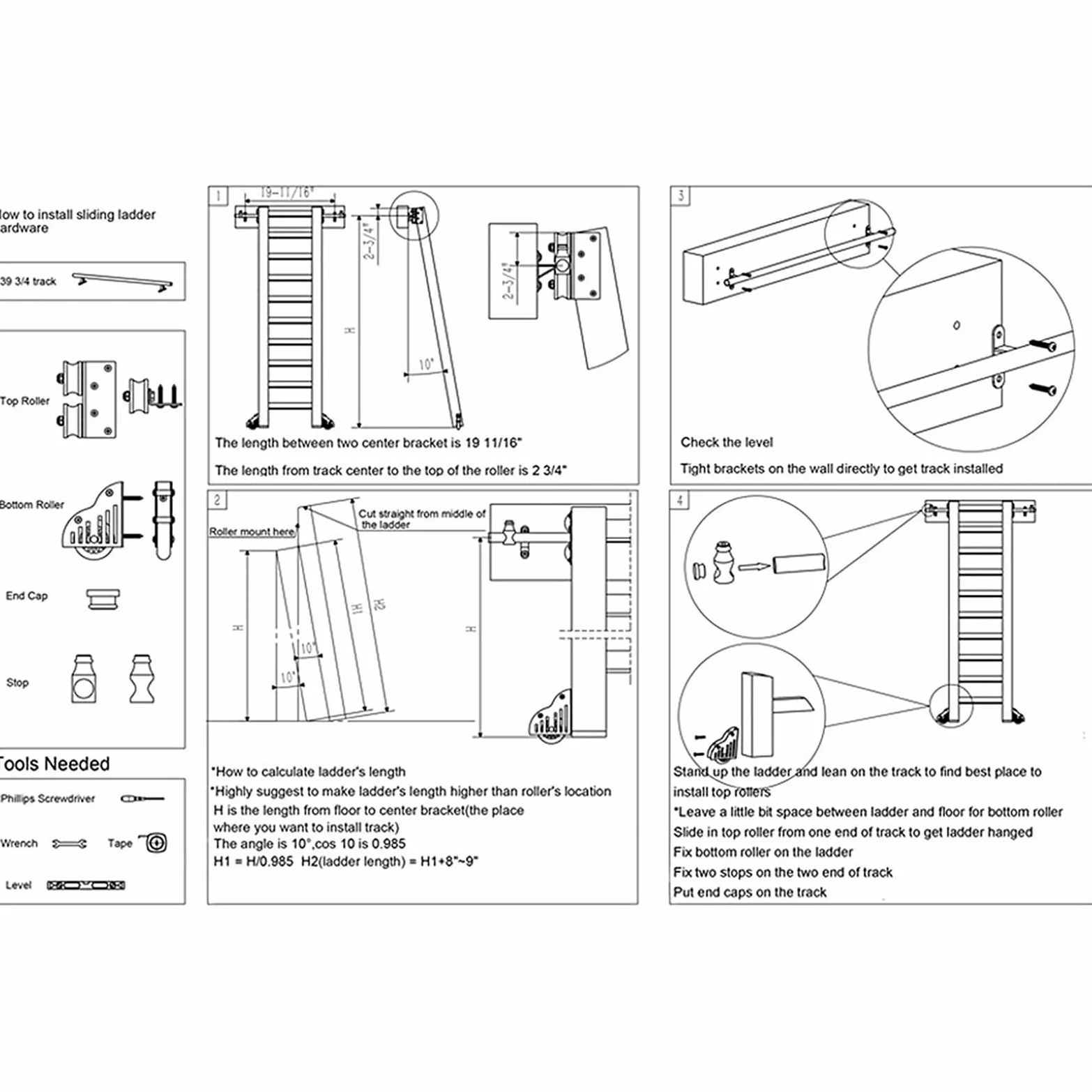 Kit Hardware per Scala Scorrevole, libreria Hardware per Scala Mobile Retrattile Binario di Scorrimento per Scala Mobile con Rullo da Pavimento in Acciaio Resistente