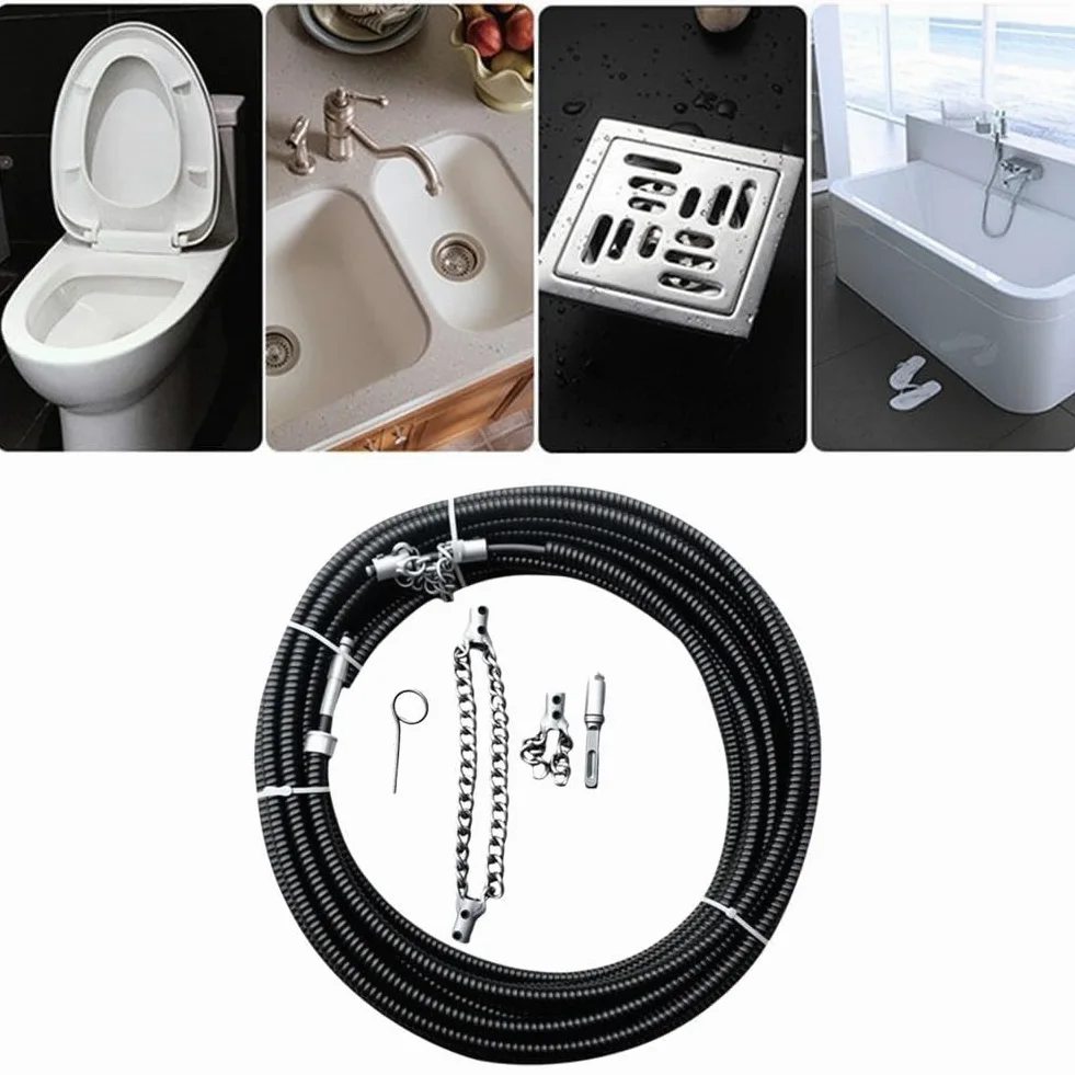 Trapano elettrico Drain Cleaner Machine 1-5 Meter con estensione Fognatura Tubo di pulizia Primavera Draga Strumenti idraulici Strumento di tipo PVC, tubi lavello grasso grasso duty grasso Capelli
