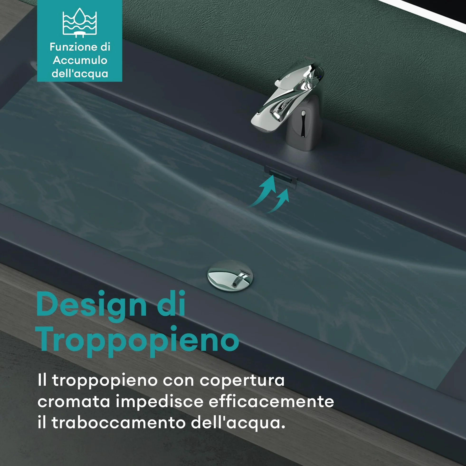 Mai & Mai Lavabo Incasso 100x48x13cm, Lavabo Sottopiano Lavandino Bagno da Marmo fuso Colossum01-1000,Antracite opaco
