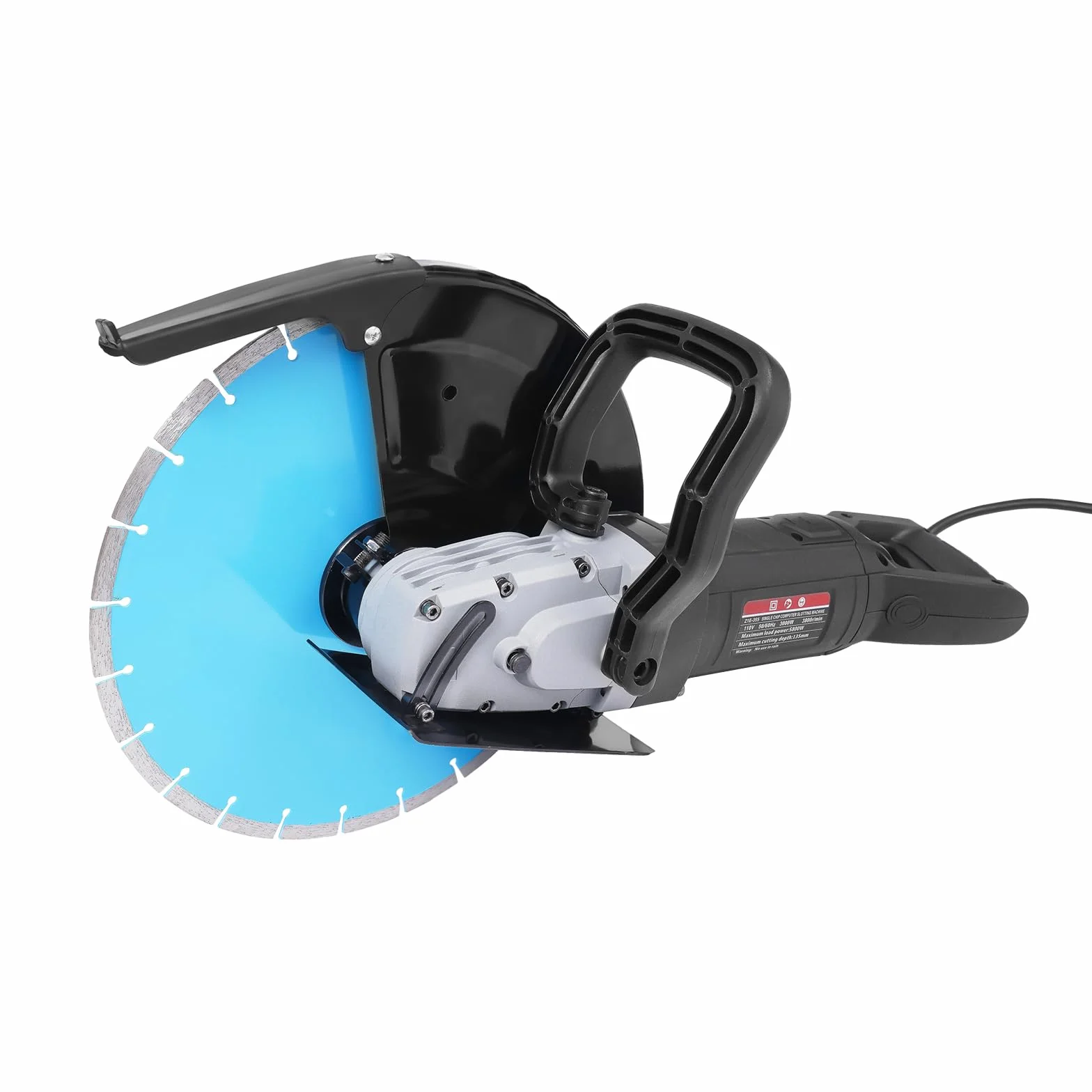 Sega per pietra 390 mm, 3000 W, profondità di taglio 135 mm, lama diamantata e acciaio al carbonio, sega circolare con interruttore di bloccaggio per metallo, granito, cemento armato, mattoni