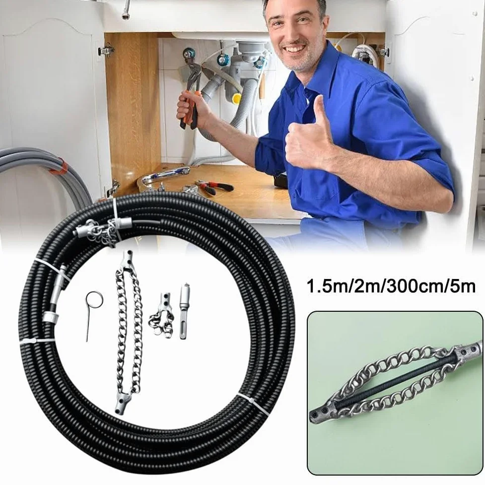 Trapano elettrico Drain Cleaner Machine 1-5 Meter con estensione Fognatura Tubo di pulizia Primavera Draga Strumenti idraulici Strumento di tipo PVC, tubi lavello grasso grasso duty grasso Capelli