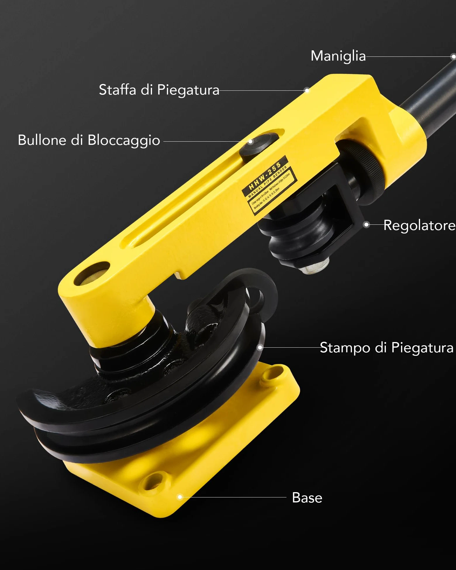 ZELCAN Piegatubi Manuale 10-25mm Curvatubi Manuale con 7 Stampi Pesanti per Resistenti Macchina Piegatubi per Tubi in Acciaio, Ottone, Rame, Ferro Battuto e Alluminio