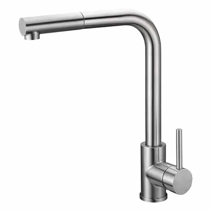 Imex Malta - Rubinetto da cucina monocomando con doccia estraibile, rubinetto per lavello con 2 modalità di spruzzatura, rubinetto da cucina monocomando (acciaio inox) - GCE006/AC