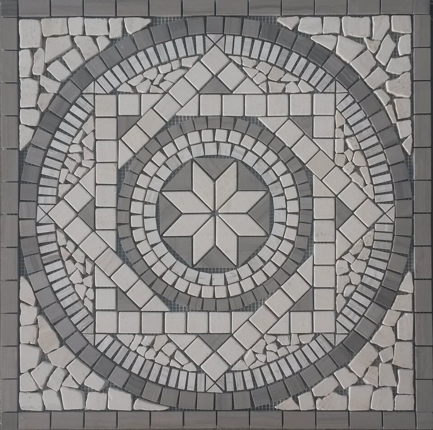 Pietra naturale marmo rosone 60 x 60 cm mosaico inserti crema bianco piastrelle 053