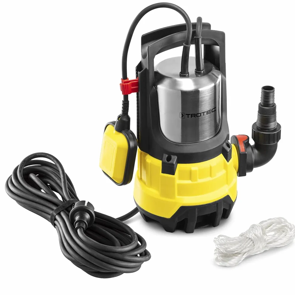 TROTEC POMPA sommersa TWP 11000 ES – Pompa per acque sporche – Portata 20000 l/h, Potenza 1.100 Watt, Profondità massima di immersione 7 m, Protezione da funzionamento a secco, IPX8