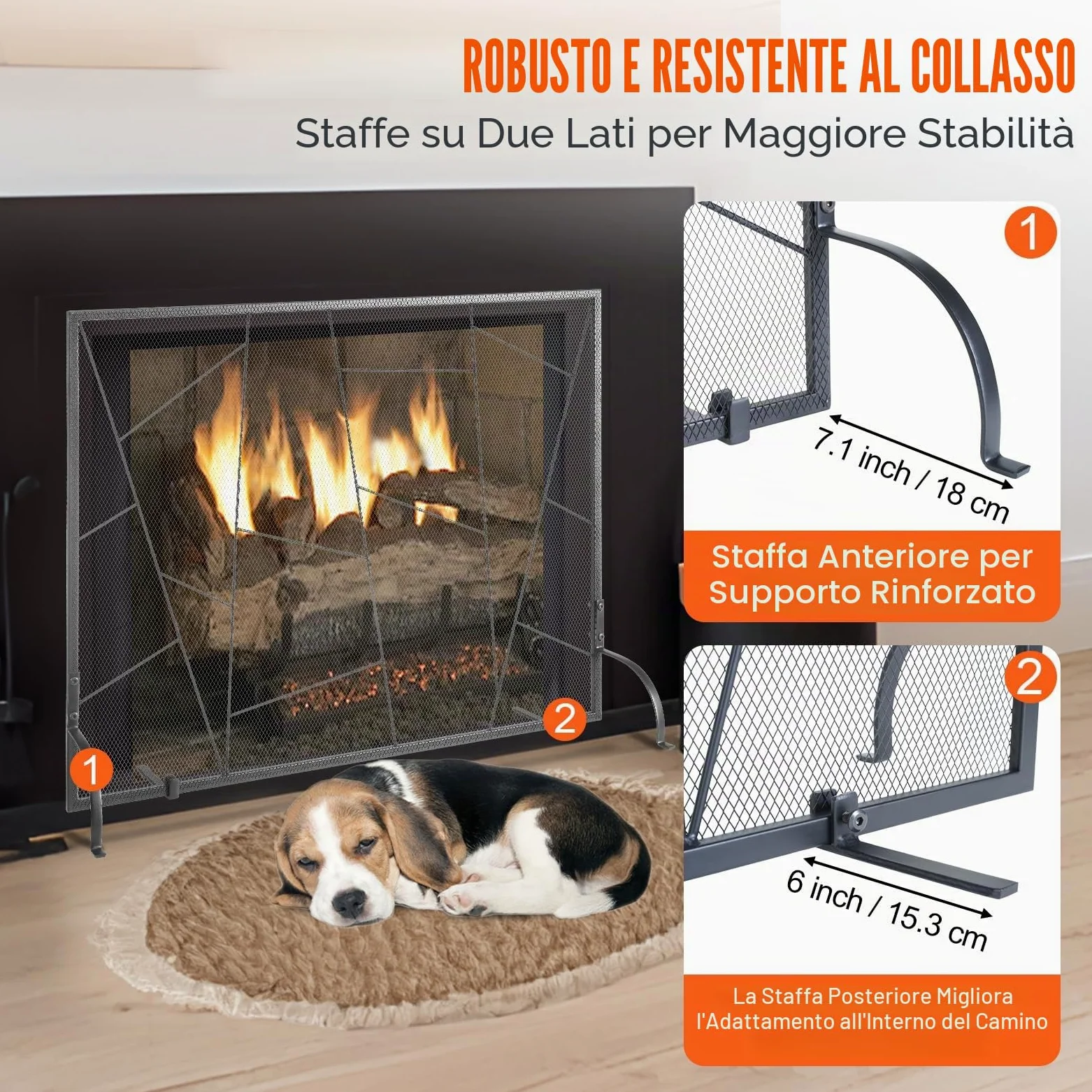 VEVOR Schermo Parascintille Nero per Caminetto 1 Pannello Schermo per Stufa da 90,6x72 cm, Parascintille per Camino Stufa di Soggiorno Decorazione d'Interni, Pannello Parascintille per Camino Stufa