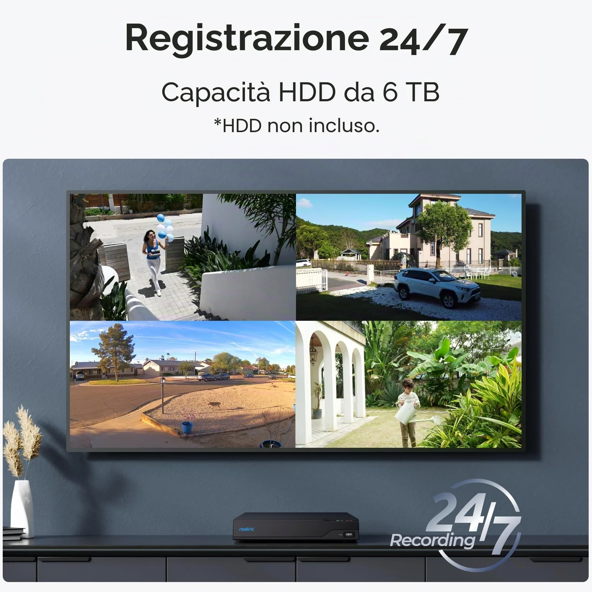 Reolink NVS4 4-Channel PoE Network 16MP 6TB Registratore video di archiviazione