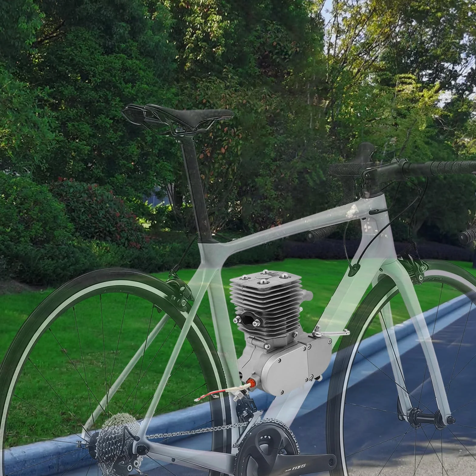 Kit motore per bicicletta 100cc 2 tempi, kit di conversione motore a benzina con accensione CDI, monocilindrico raffreddato ad aria, per telaio V da 26/28 pollici, motorizzazione fai-da-te per