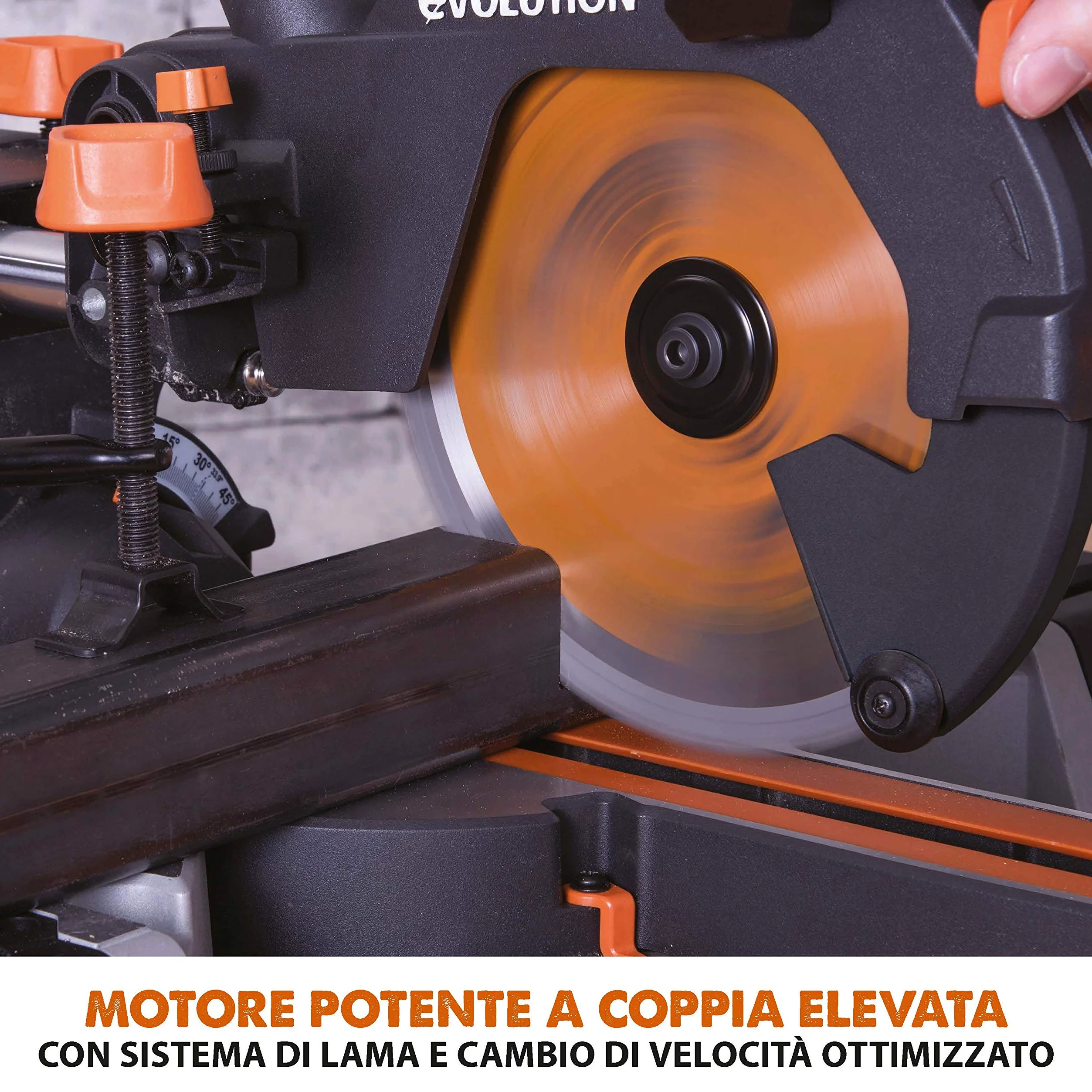 Evolution Power Tools 048-0032A R210SMS-300+ Troncatrice Radiale Scorrevole Multi-Materiale 210 mm con Pacchetto Plus, 230 V