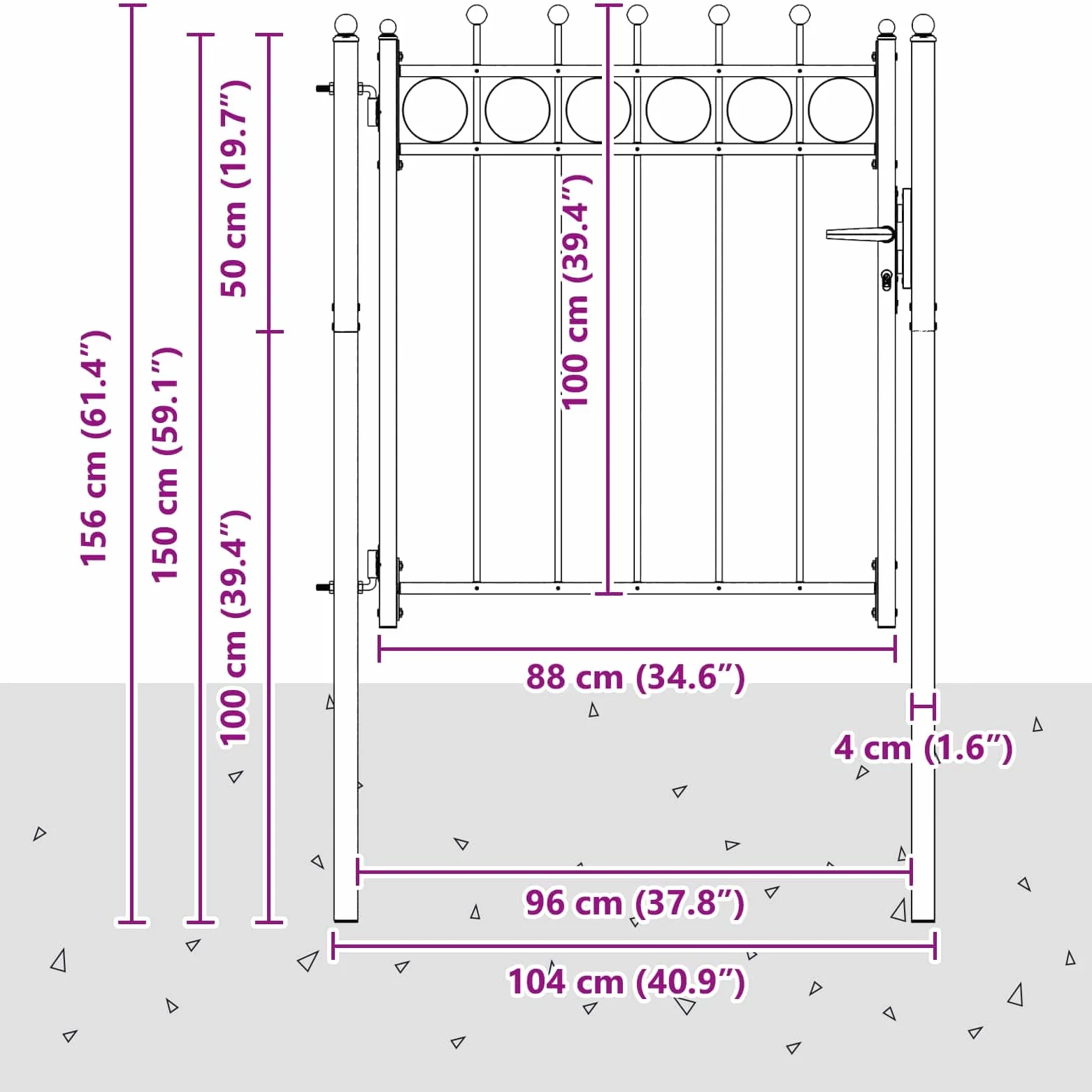 vidaXL Cancello per recinzione HORST 100 x 100 cm Metallo Nero, Cancello moderno, sicuro per entrata, barriera esterna per vialetti, accesso giardino, protezione recinto, metallo