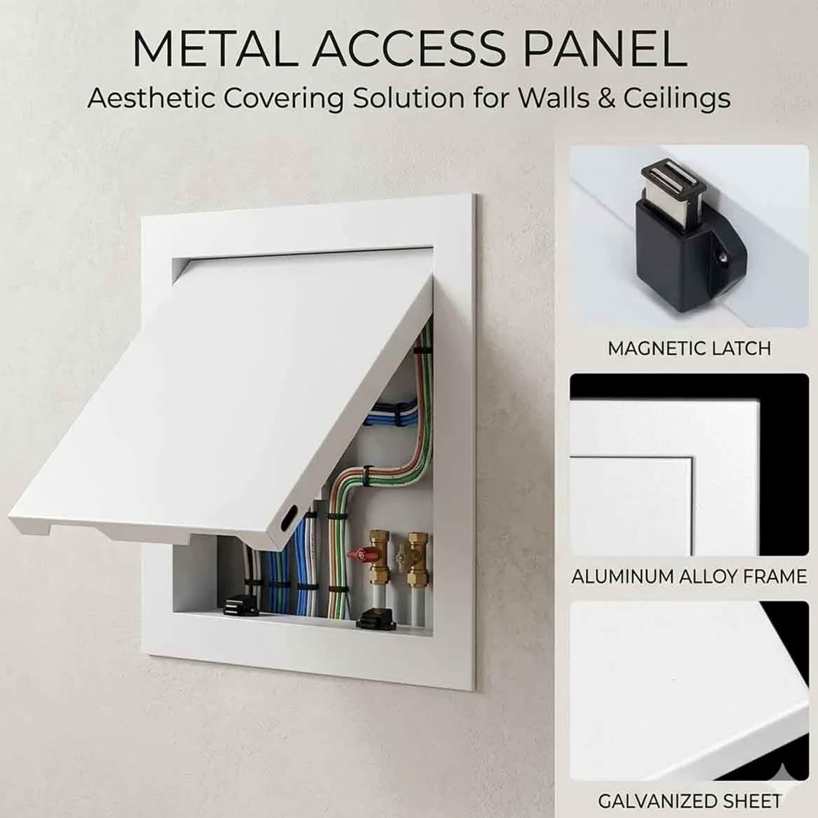 Sportello Ispezione Pannello Porta Di Accesso, Botola Ispezione Cartongesso, Pannello Di Ispezione Metallo 20 25 30 35 40 45 50 55 65 75cm Per Parete E Soffitto(Bianca,550x700mm)