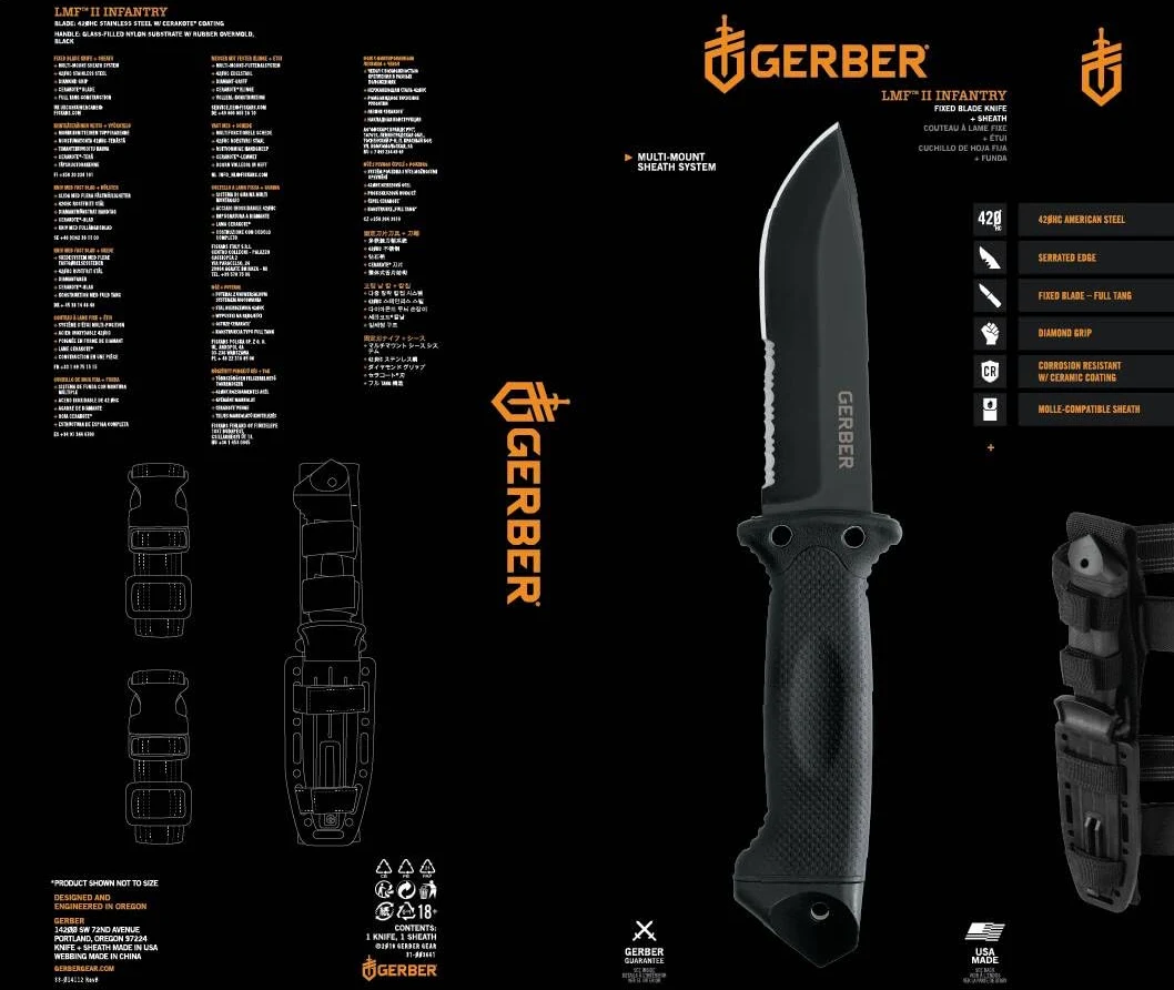 Gerber Coltello da sopravvivenza parzialmente seghettato e fodero da coscia