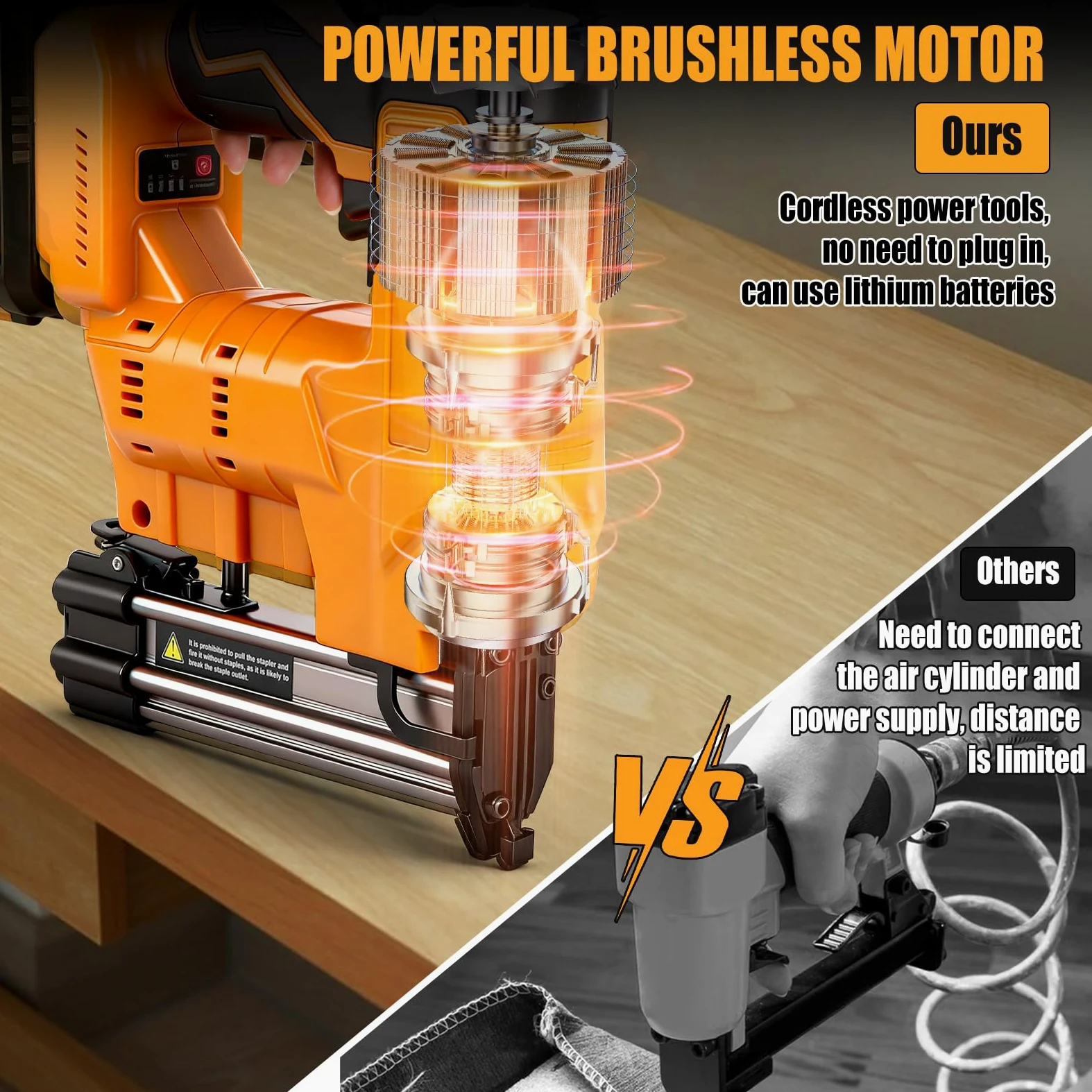 Chiodatrice senza fili da 18 GA compatibile con batteria Dewalt da 18 V 20 V, pistola per unghie senza fili 2 in 1, pinzatrice a batteria con 1000 chiodi e 1000 punti metallici per miglioramento