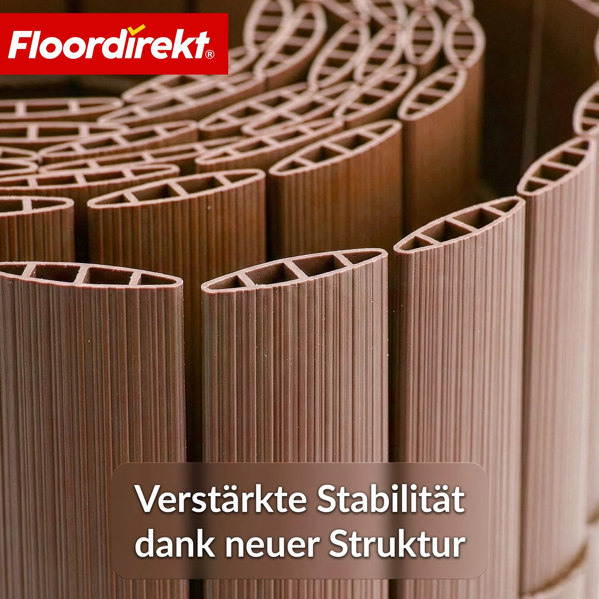 Floordirekt | Recinzione in PVC, paravento per privacy da giardino, piscine, balcone, terrazza, decorativo in PVC, resistente ai raggi UV, intemperie, antivento, 200 x 300 cm - Marrone
